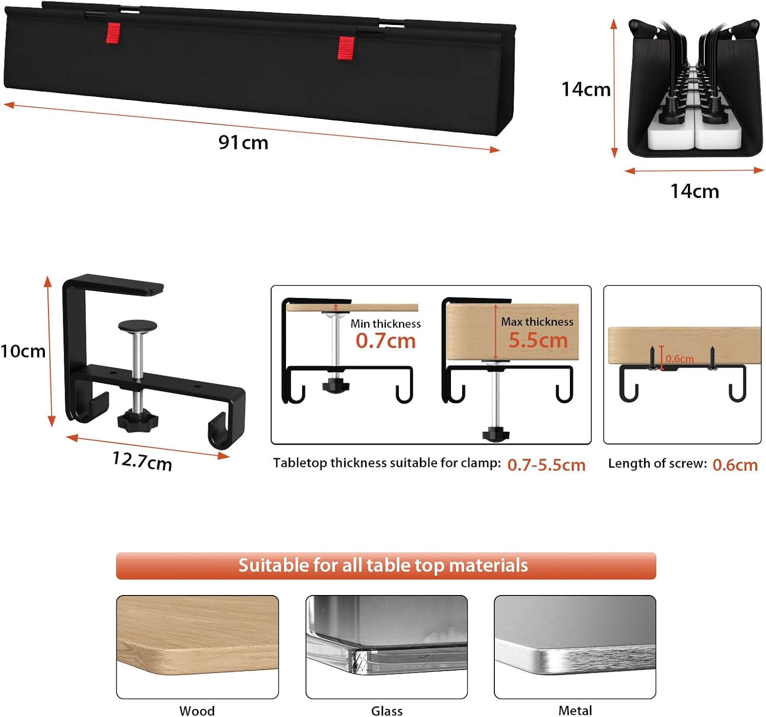 Detalle 2 de Univivi Unter dem Kabelmanagement 90 cm 🖇