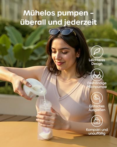 Thumbnail 7 de Nuliie Milchpumpe Elektrisch Tragbare S32 (2 Packs, Milchweiß) – kompakte Freihand-Pumpe mit 9 Stufen und 4 Modi