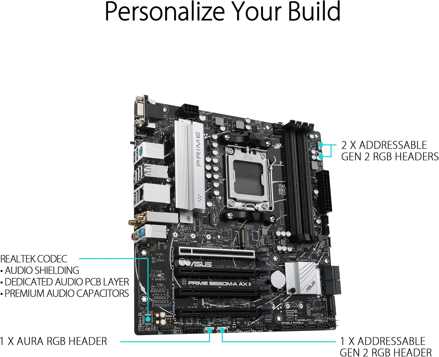 Detalle 2 de ASUS Prime B650M-A AX II motherboard with DDR5 2.5Gb LAN 🖥