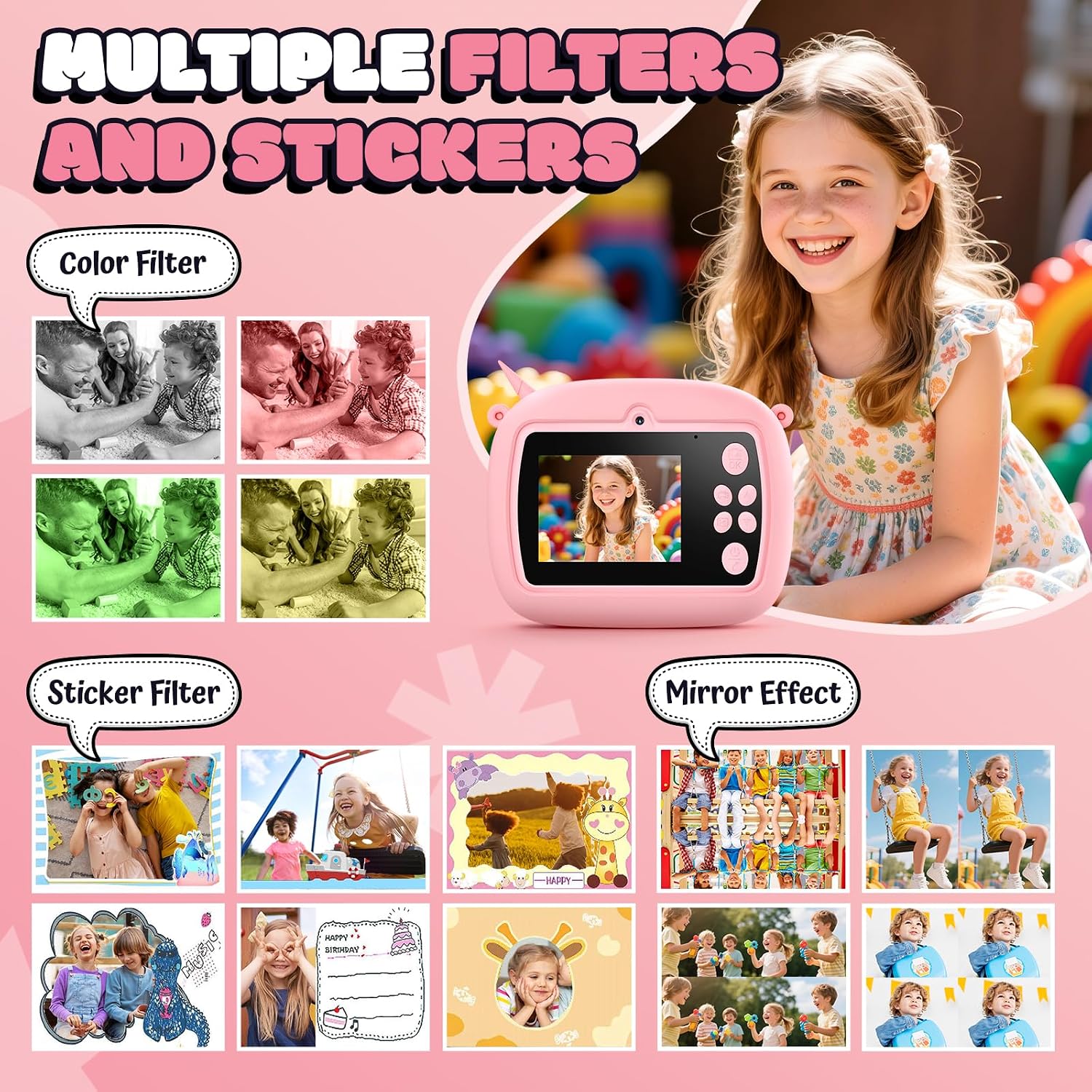 Detalle 2 de Fotocamera istantanea per bambini YOZISS 1080P HD con stampa immediata e rotoli di carta