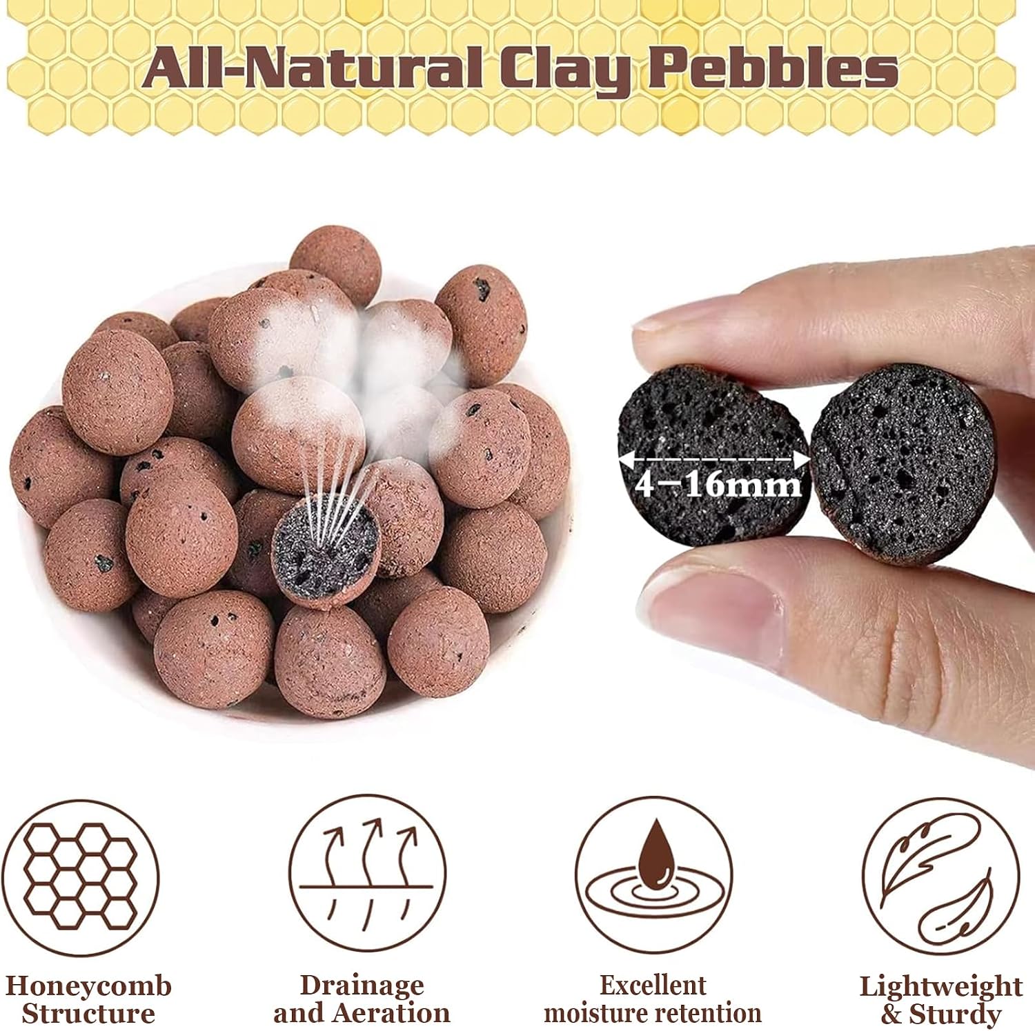 Detalle de Legigo L-CA-Clay Ball LECA Clay Pebbles, 4–16 mm, 2 lb