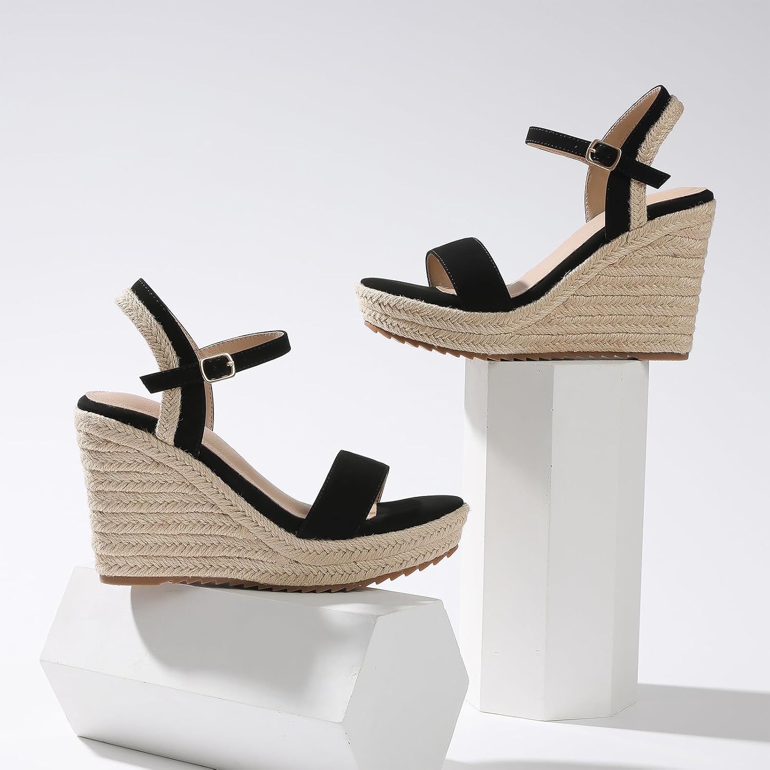 Detalle de mikarka Women's Espadrille Wedge Sandals: Ankle Strap Platform Open Toe Wedges