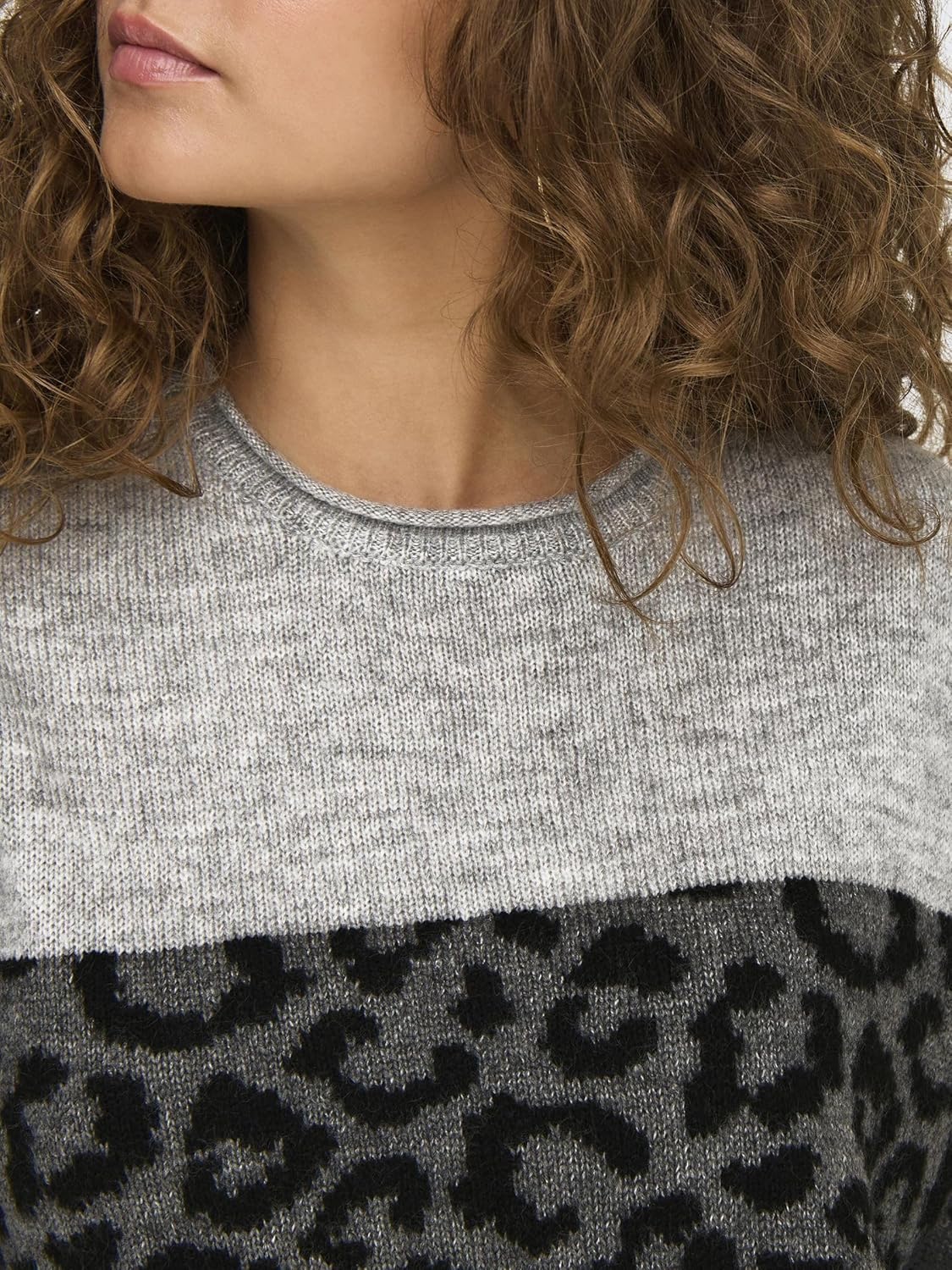 Thumbnail 6 de Pull femme Only Onljade Animal col rond en maille, manches à épaules tombantes