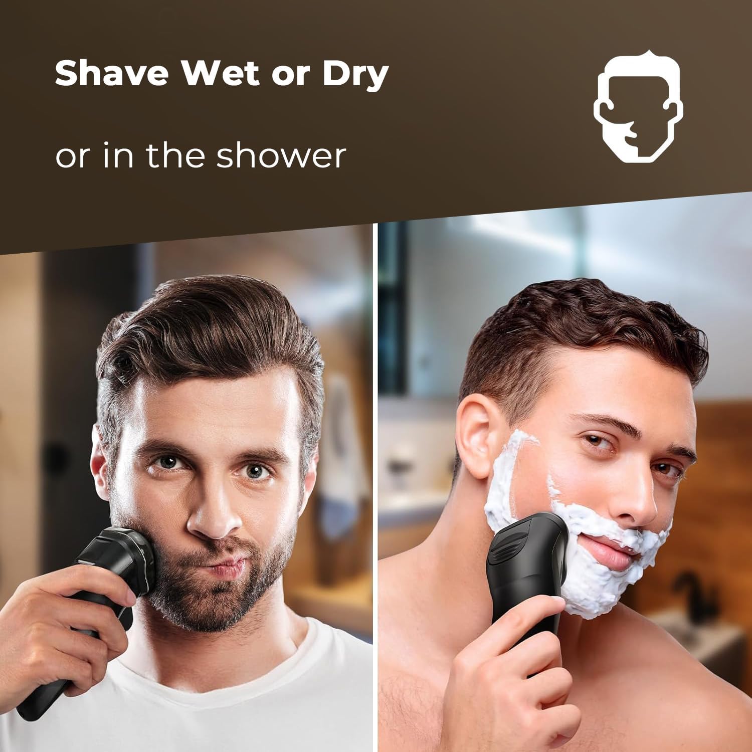 Thumbnail 4 de VitezTab Cordless Electric Razor for Men with 4D Floating Head, LED Display, Travel Lock & Pop-up Trimmer