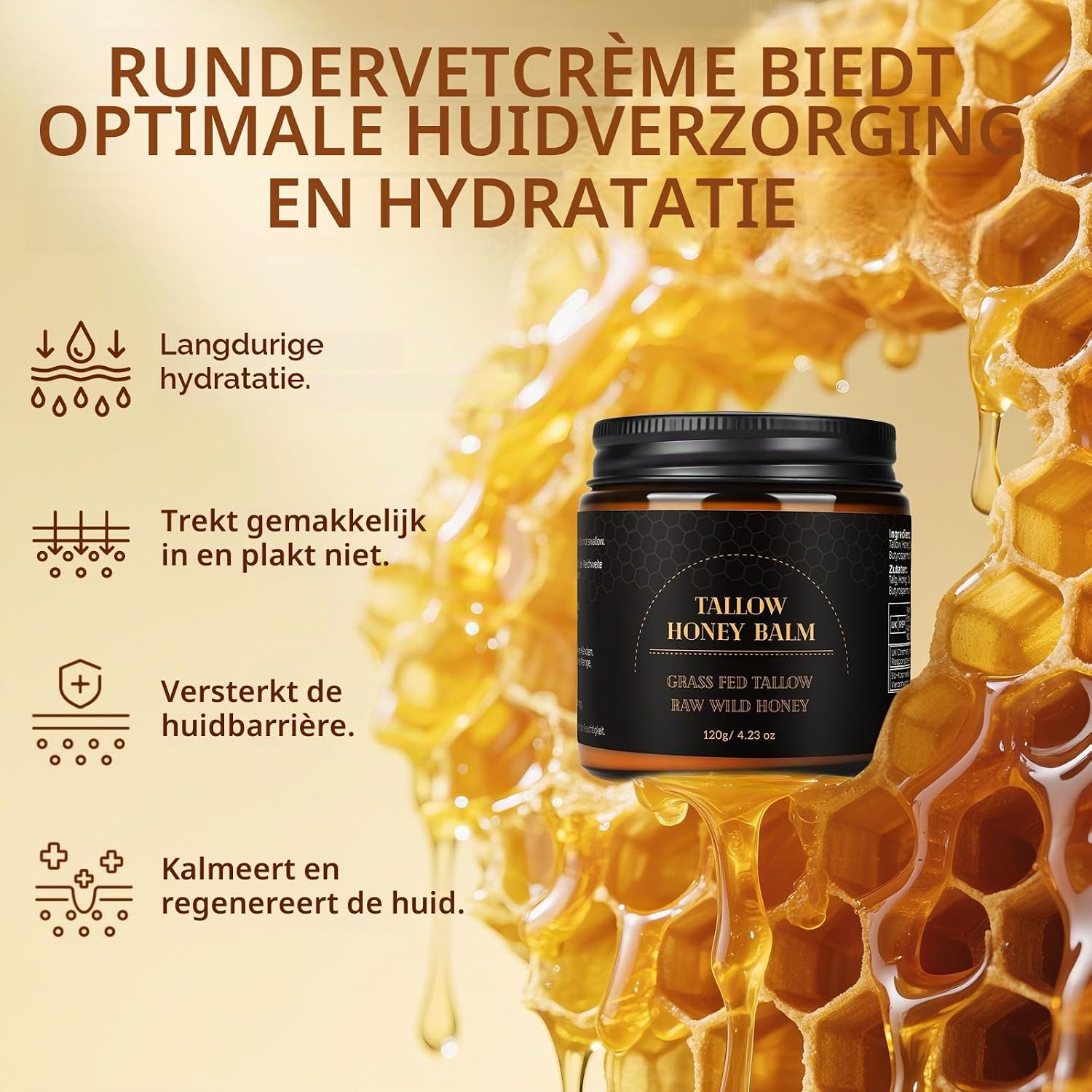 Detalle 1 de Ingbear Beef Tallow Crème 120 g met honing voor gezicht en lichaam