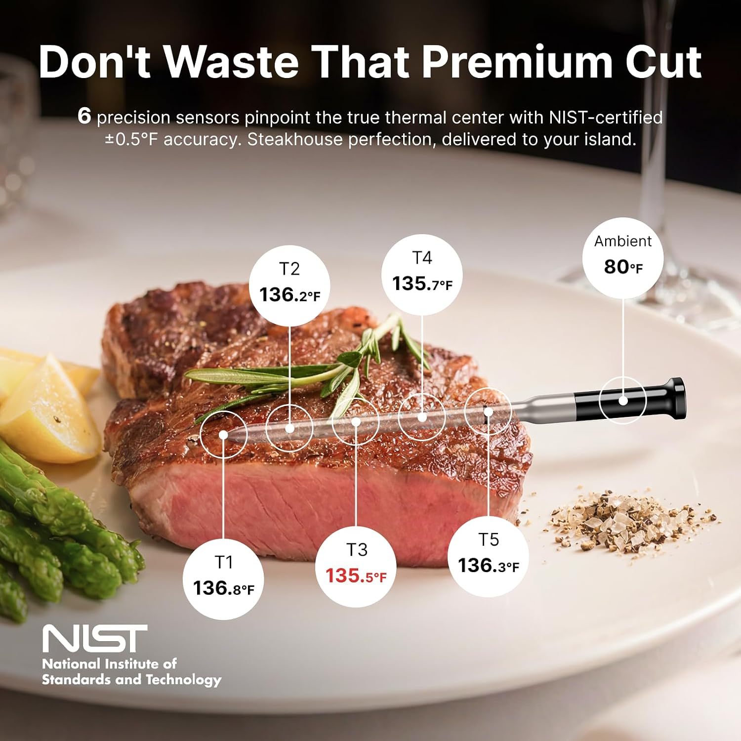 Detalle de Typhur Sync Gold Dual Wireless WiFi Meat Thermometer (2 Slim Probes, Smart Base) with Carrying Case