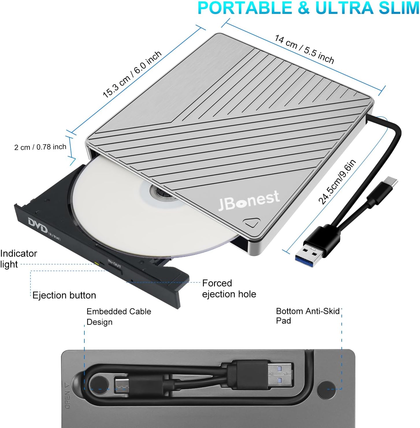 Detalle 2 de Externes CD DVD Laufwerk USB 3.0 Typ-C