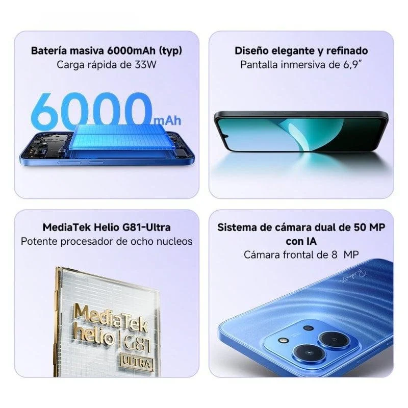 Detalle 2 de Xiaomi Redmi 15C 8GB/256GB, 6.9" pantalla 120 Hz, batería de 6000 mAh y NFC – negro