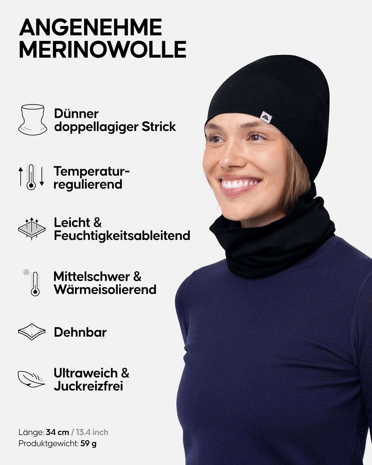 Detalle 2 de DANISH ENDURANCE Merino Multifunktionstuch – Schlauchschal