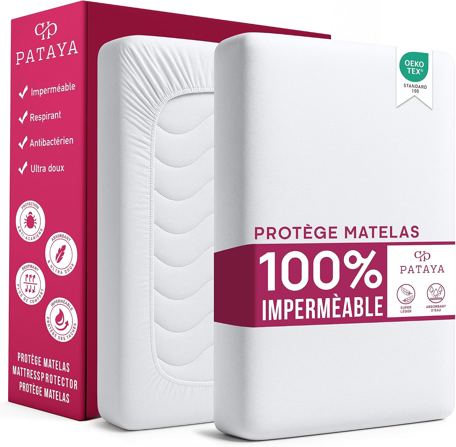 PATAYA Protège Matelas Imperméable 160 x 200 x 30 cm – Surmatelas Alèse