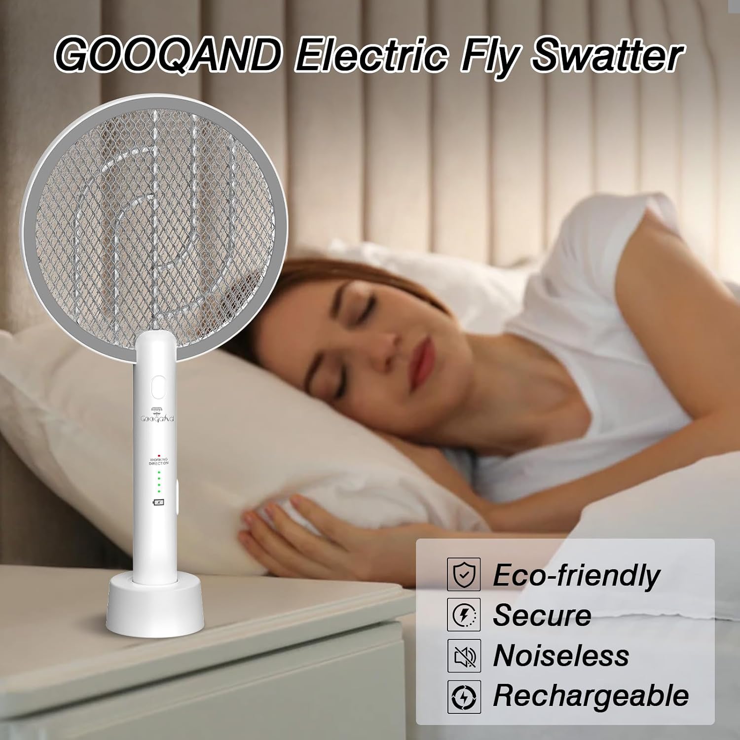 Thumbnail 6 de GooQand WD-942 Electric Bug Zapper Racket, 4000V, Dual Mode, 3-Layer Mesh