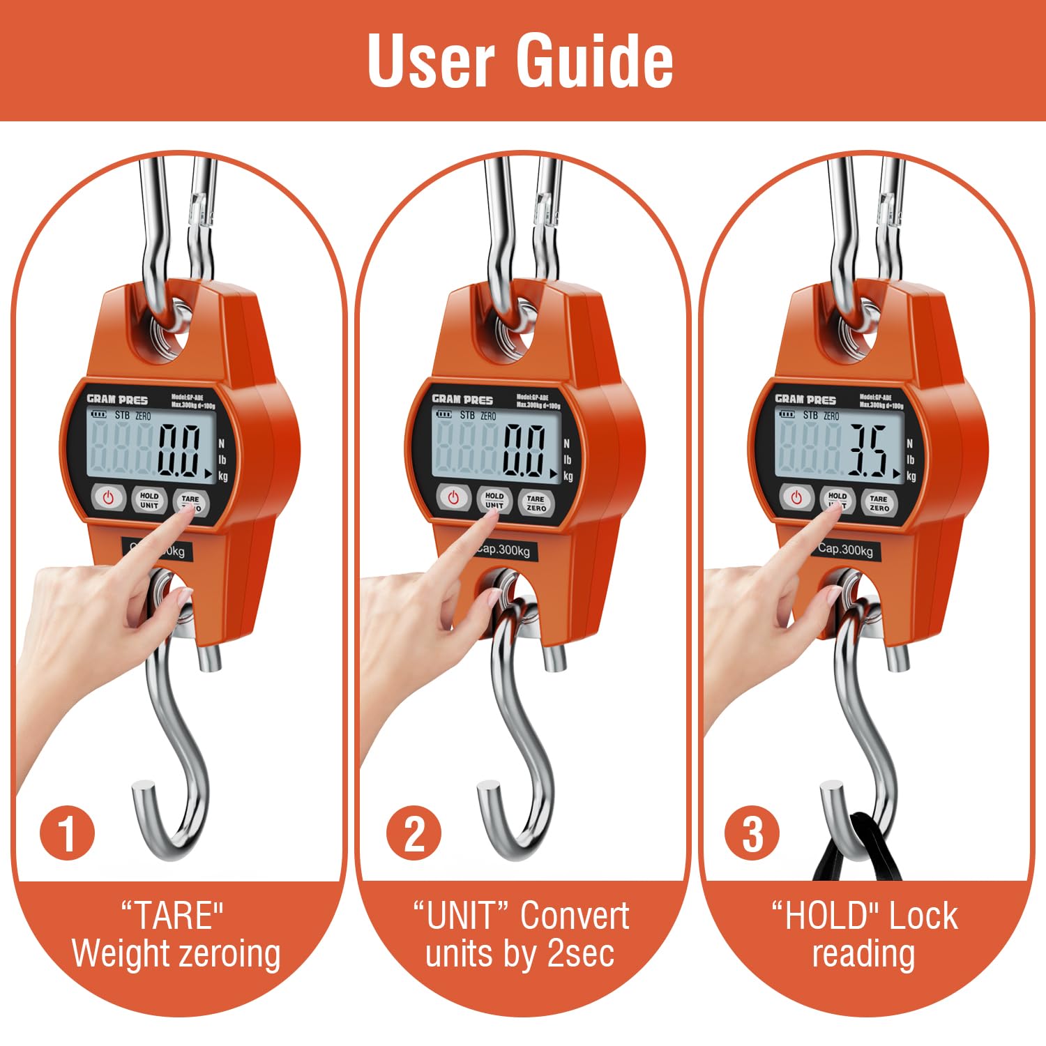 Detalle 2 de GRAM PRES Digital Hanging Scale 300kg