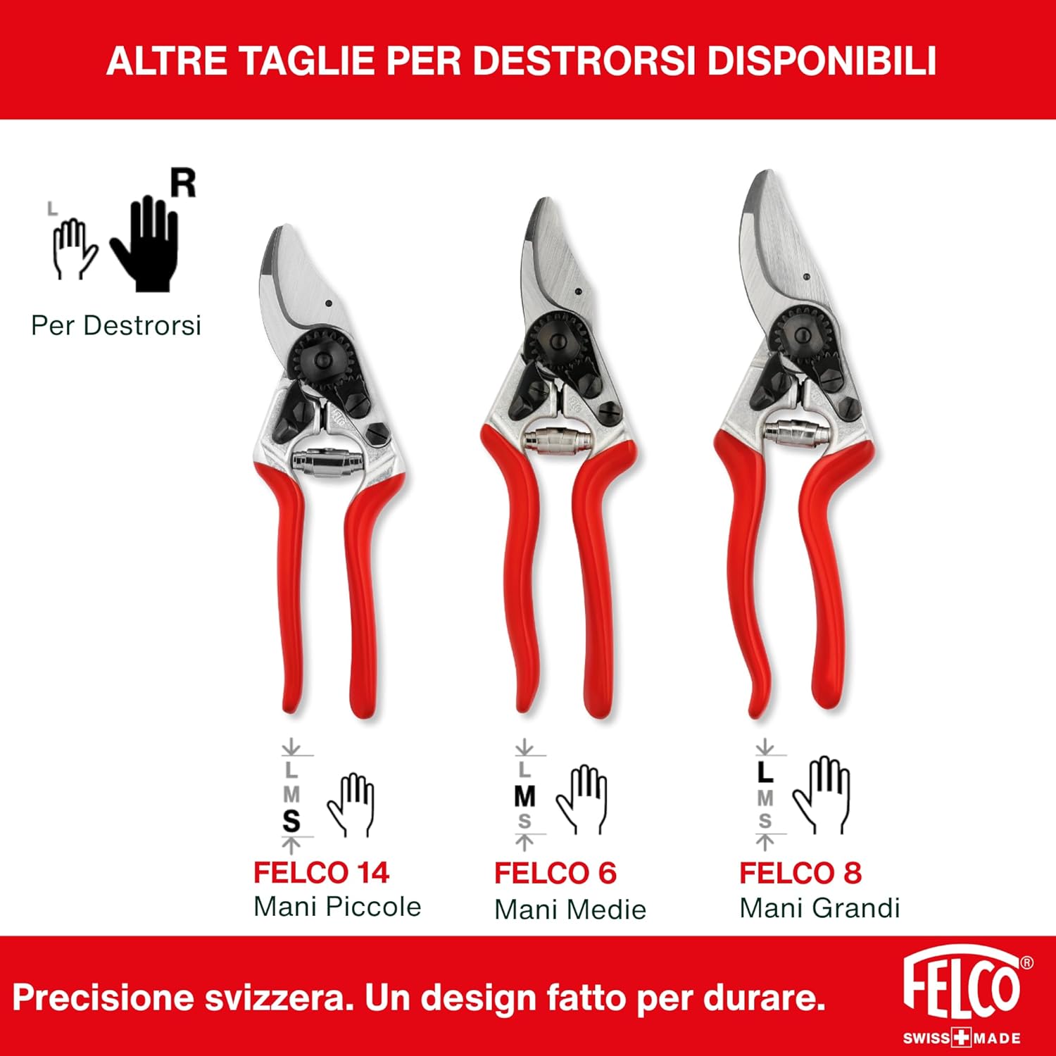 Thumbnail 6 de FELCO 2: cesoia bypass professionale per destri, lama acciaio temprato 41 mm, manici in alluminio forgiano