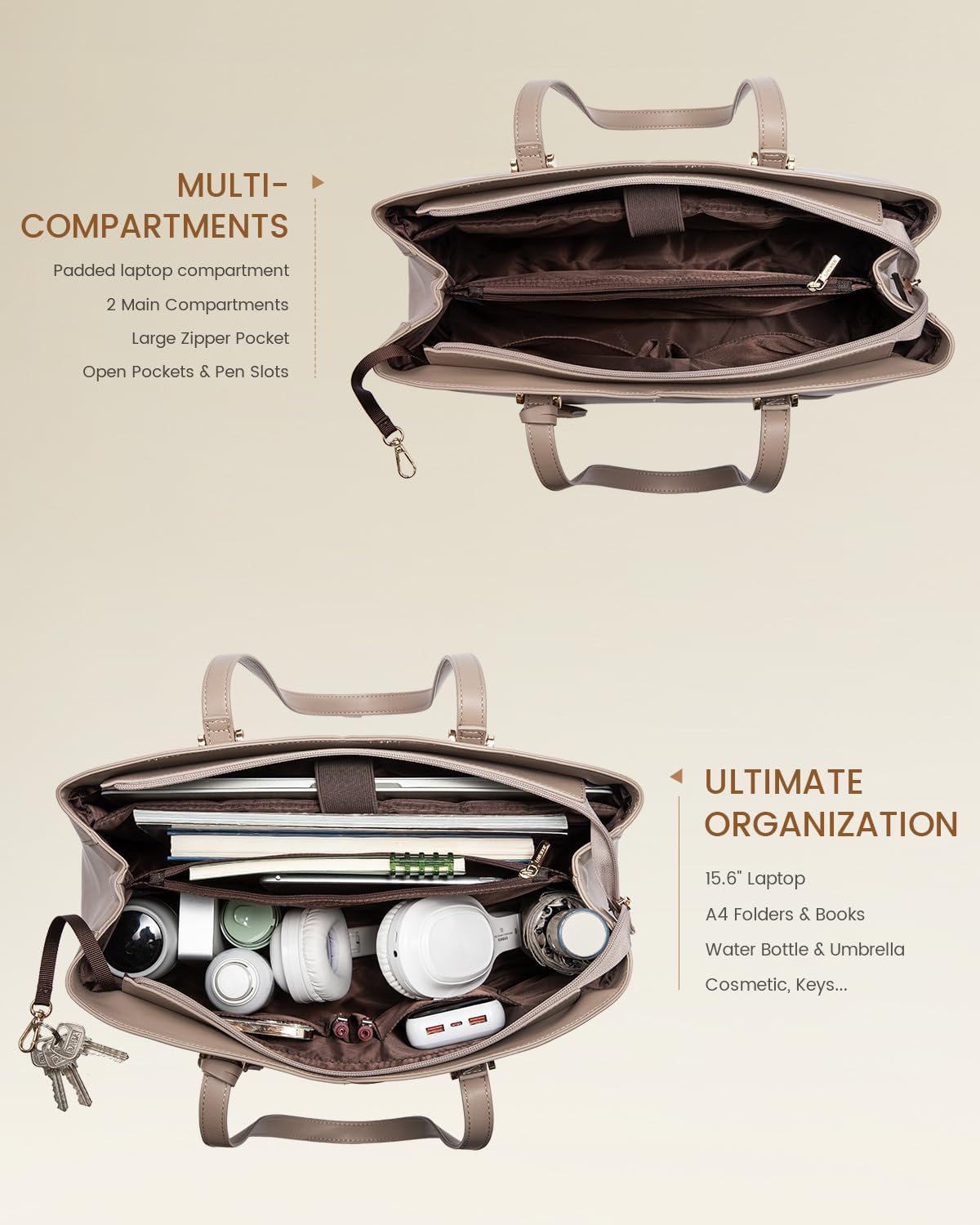 Thumbnail 2 de LOVEVOOK Laptop-Handtasche für Damen (15,6 Zoll) – große Shopper-Tasche mit Fächern