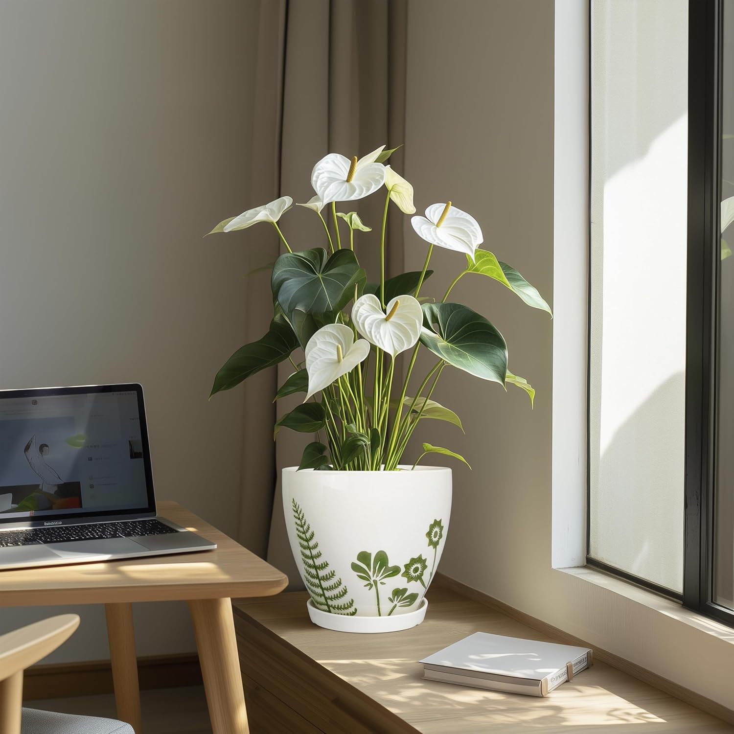 Thumbnail 4 de MPotTo 8.2 Inch Ceramic Plant Pot with Saucer