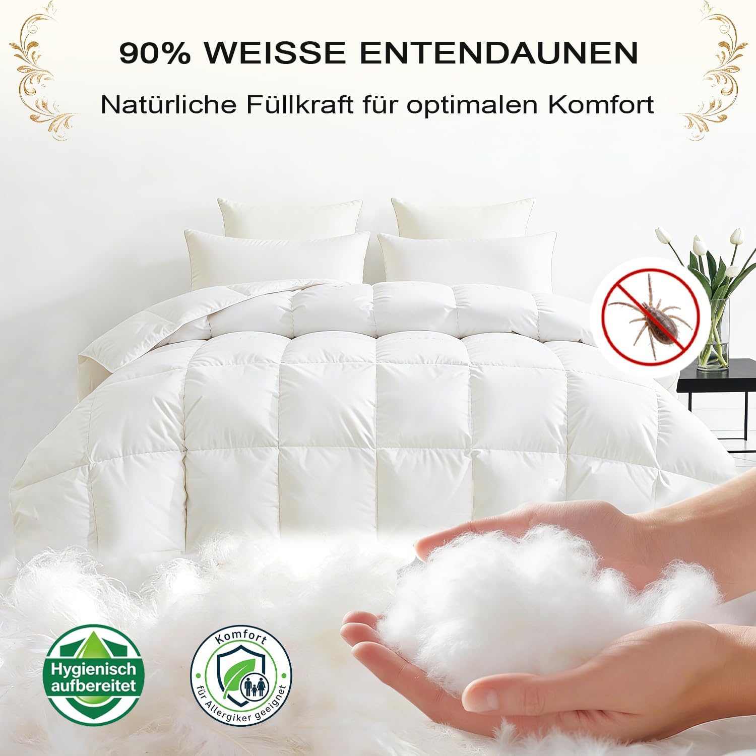 Thumbnail 1 de Degrees of Comfort Luxus Daunenbettdecke 155x220 cm – 90% Daunen, Ganzjahresdecke mit 1125 g Füllgewicht