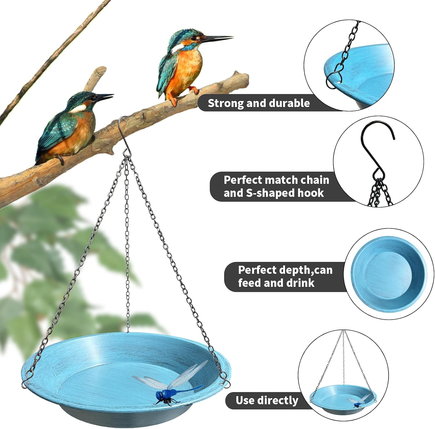 Detalle de Hanging bird bath with 11.4-inch bowl