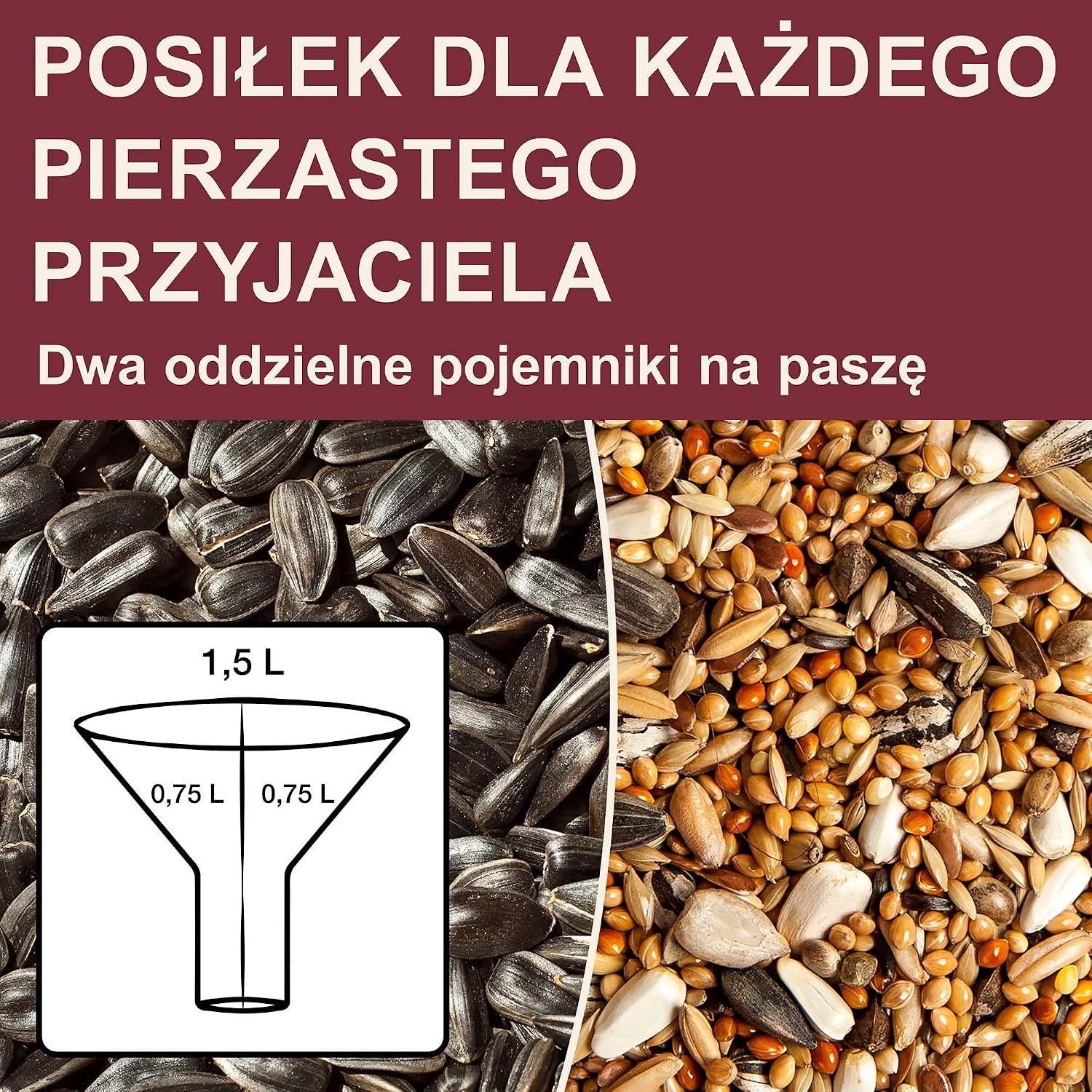 Thumbnail 4 de SWISSINNO Davos SMART BIRDS – wiszący karmnik dla ptaków, 2 komory, bordowy