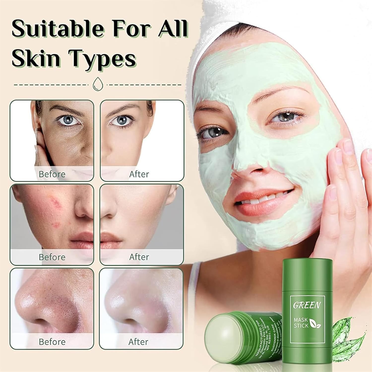 Detalle de 2er-Set Green Tea Mask Stick: Grüne Tee Gesichtsmaske mit Tonerde für Tiefenreinigung