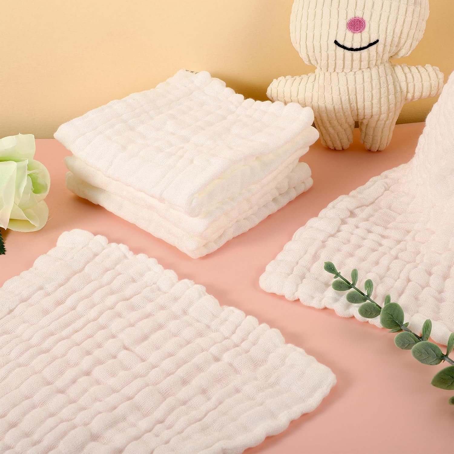 Detalle de Lanjue 12x12 Muslin Cloths 8-pack for babies