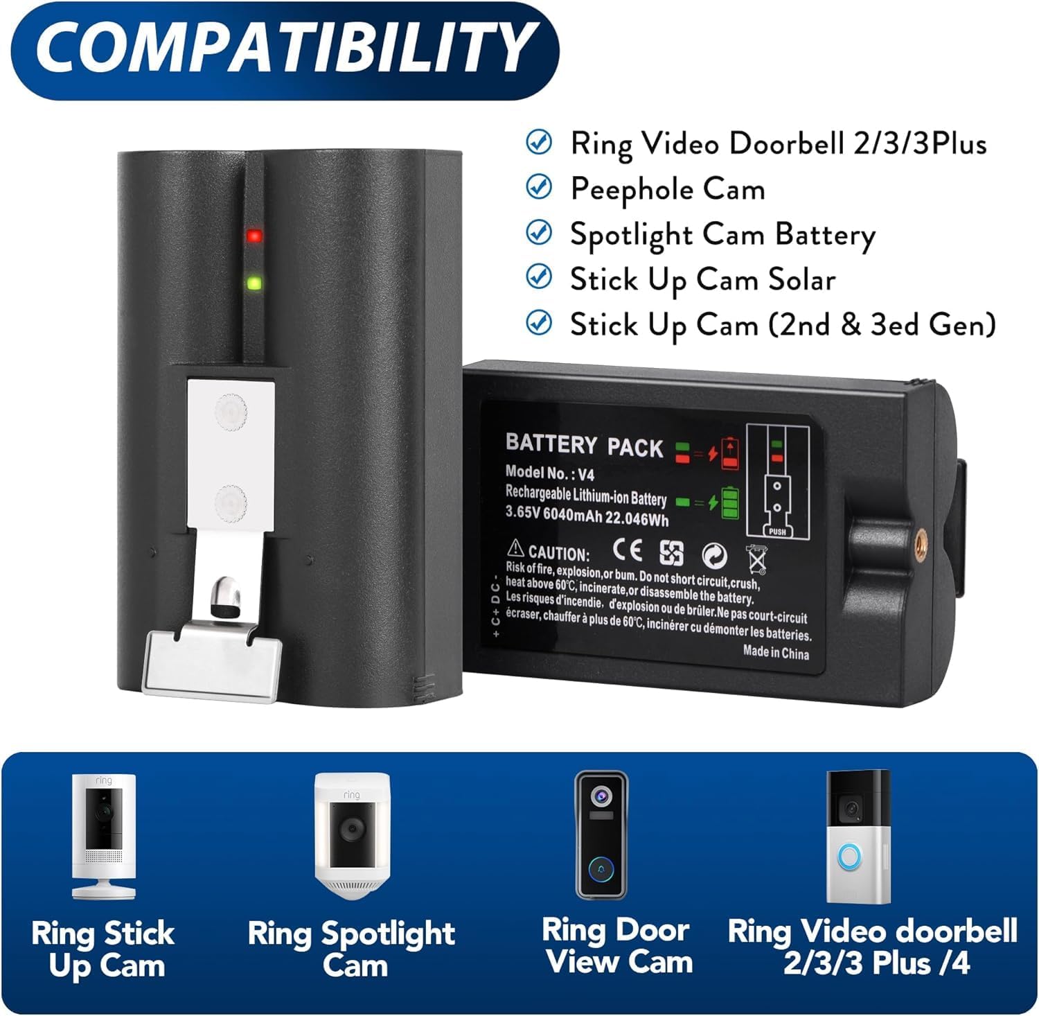 Detalle 2 de TEMZICK Ring Battery 6040mAh 2-Pack
