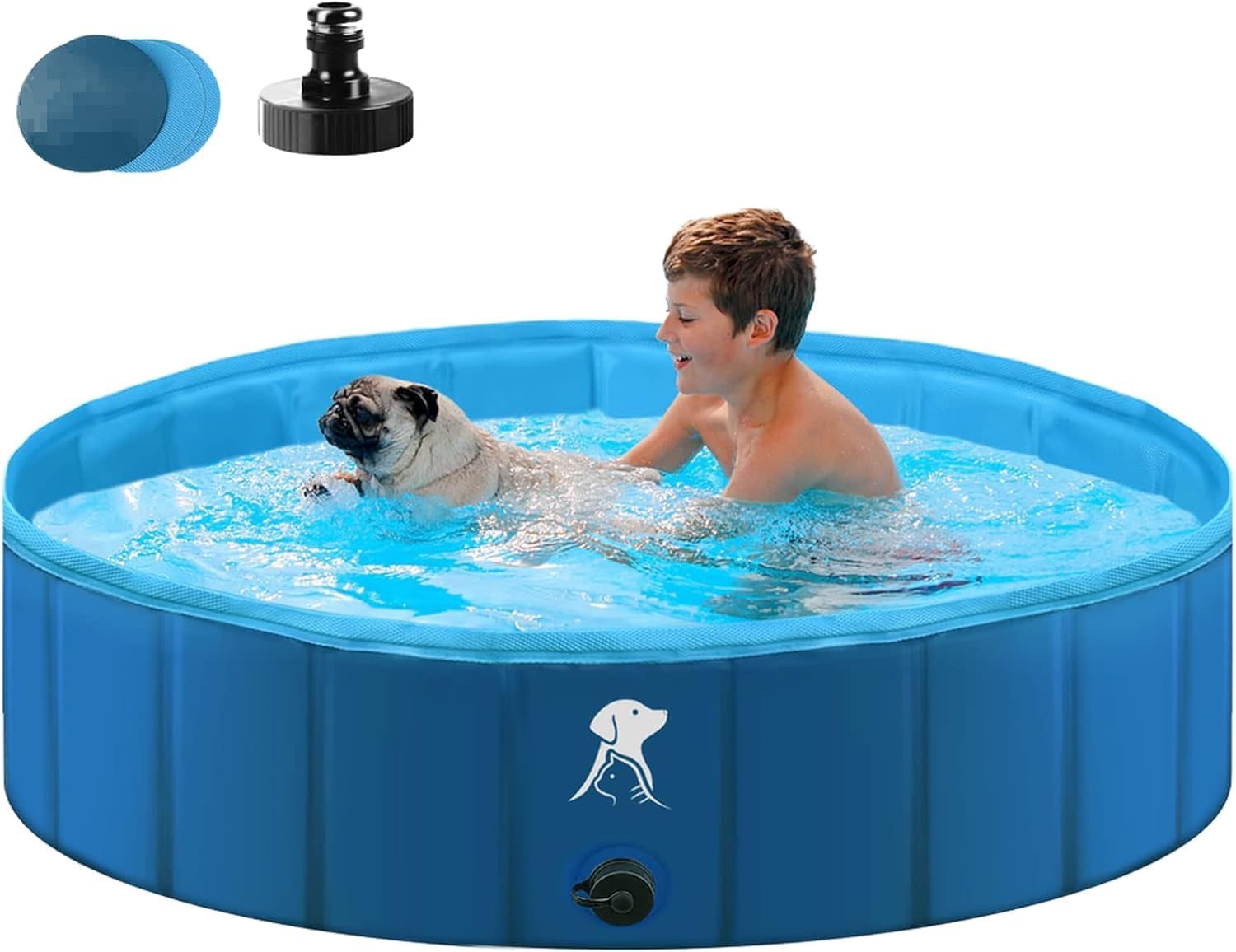 Fwiull faltbares Hundepool für große & kleine Hunde (140 x 30 cm) – rutschfest, tragbar, blau