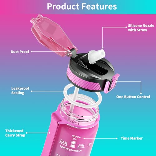 Thumbnail 4 de QLUR Botella Agua 1 Litro con Pajita 🥤