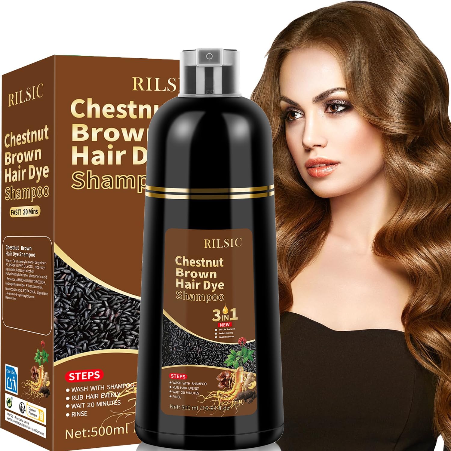 Detalle de JELMOK 3 in 1 shampoo tinta nero 500 ml