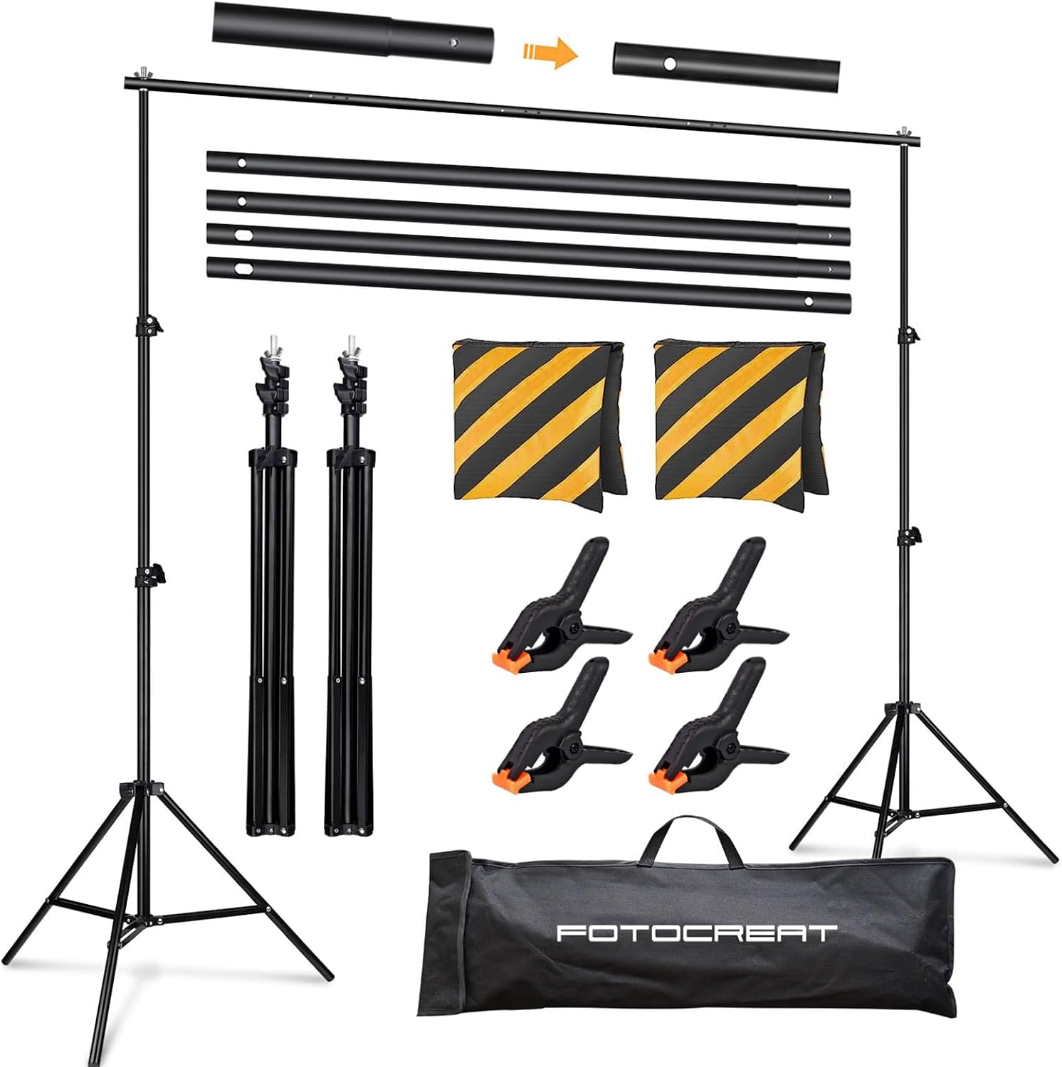 Detalle de FOTOCREAT 8.5x10ft Adjustable Backdrop Stand Kit with 4 Clamps