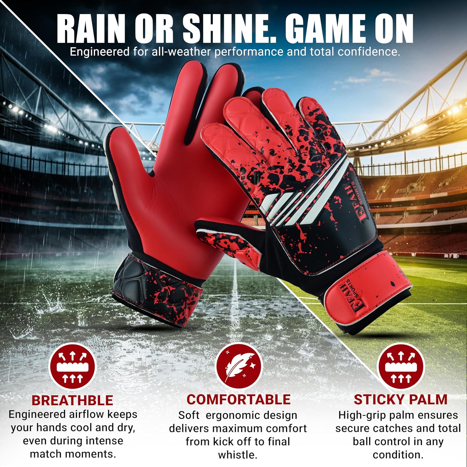 Thumbnail 1 de EFAH SPORTS Youth Soccer Goalkeeper Gloves, Size 6, Breathable Mesh, Wrist Support
