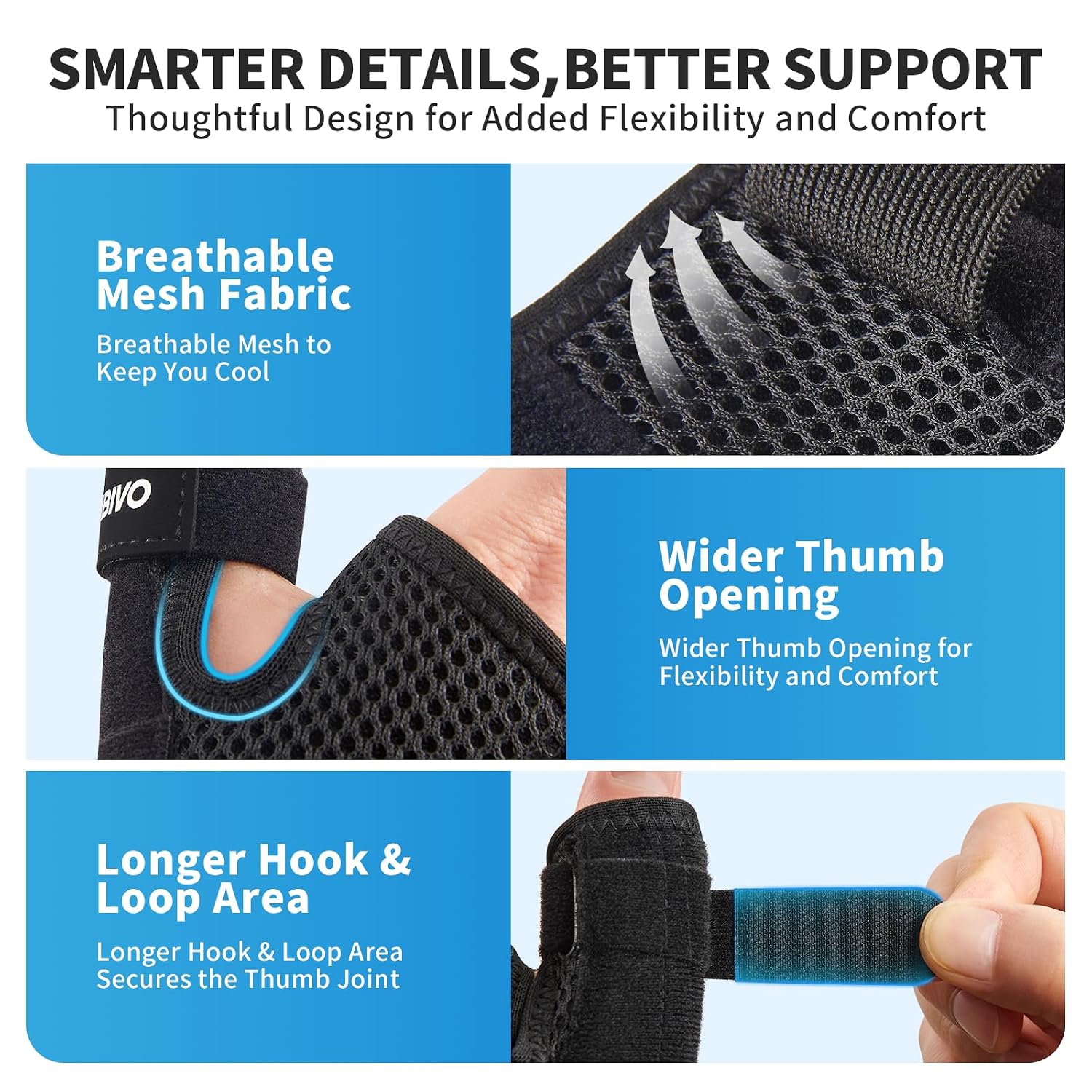 Thumbnail 4 de CAMBIVO Wrist Supports with Thumb Splint S/M
