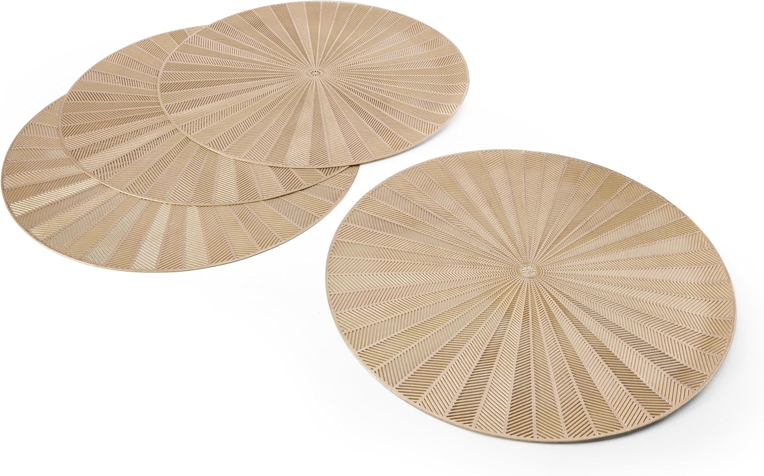Thumbnail 2 de Mikasa Round Gold PU Placemats, Set of 4, 38cm