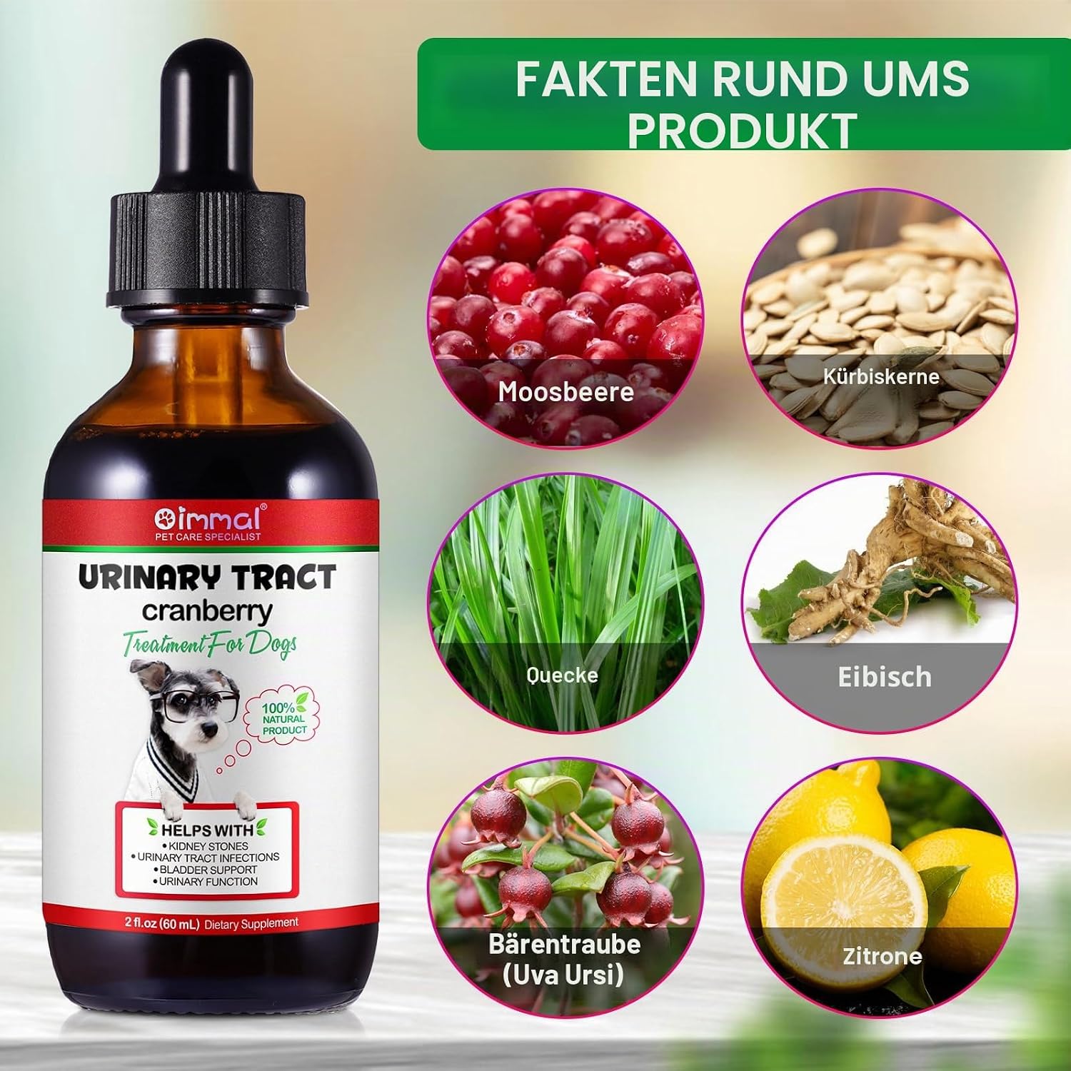 Detalle de Harnwegsinfektion Behandlung für Hunde – Cranberry-unterstützte Tropfen zur Blasen- und Nierengesundheit