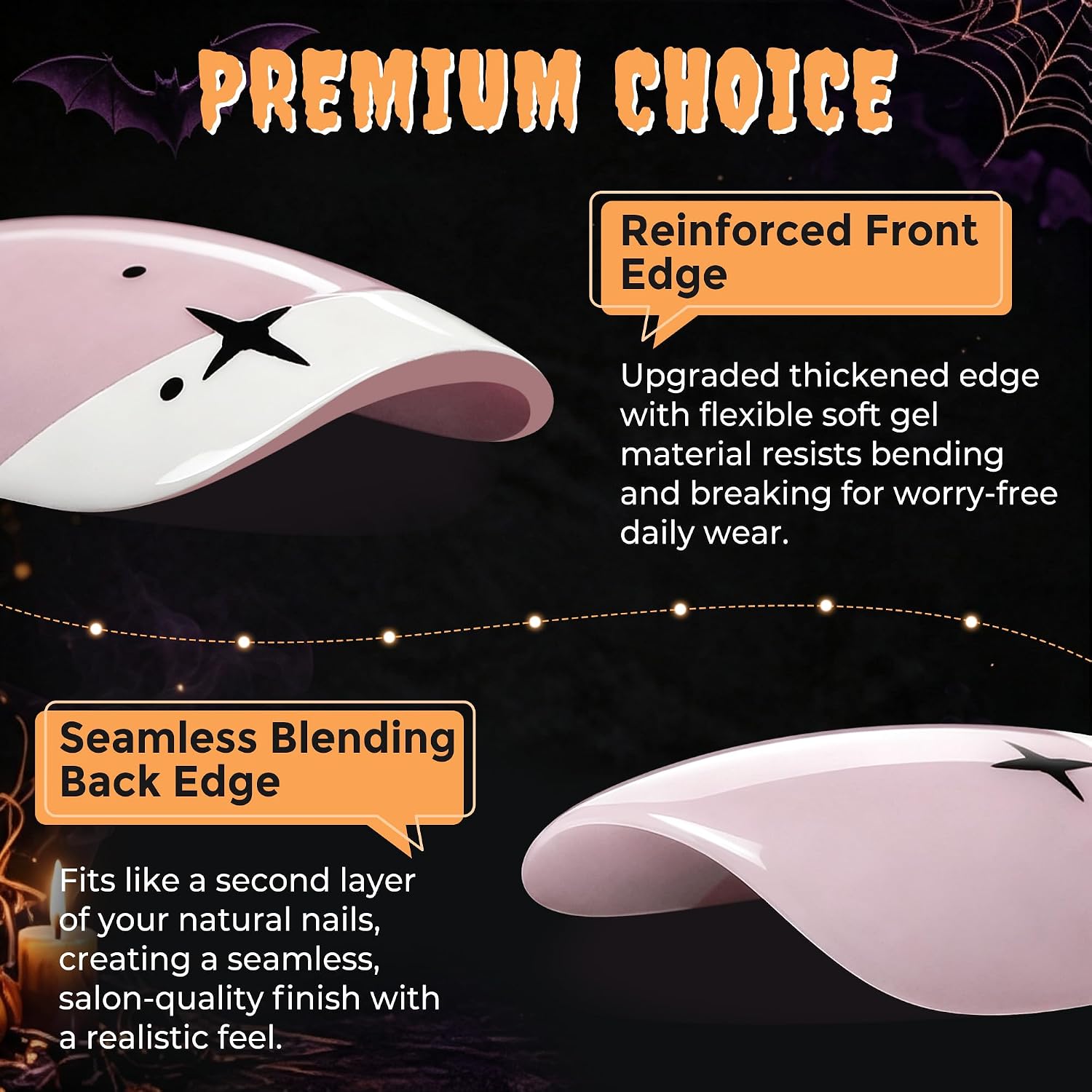 Detalle 1 de UNA GELLA UG-BX014 Halloween Press-On Nails, Short Squoval, 32 Pieces