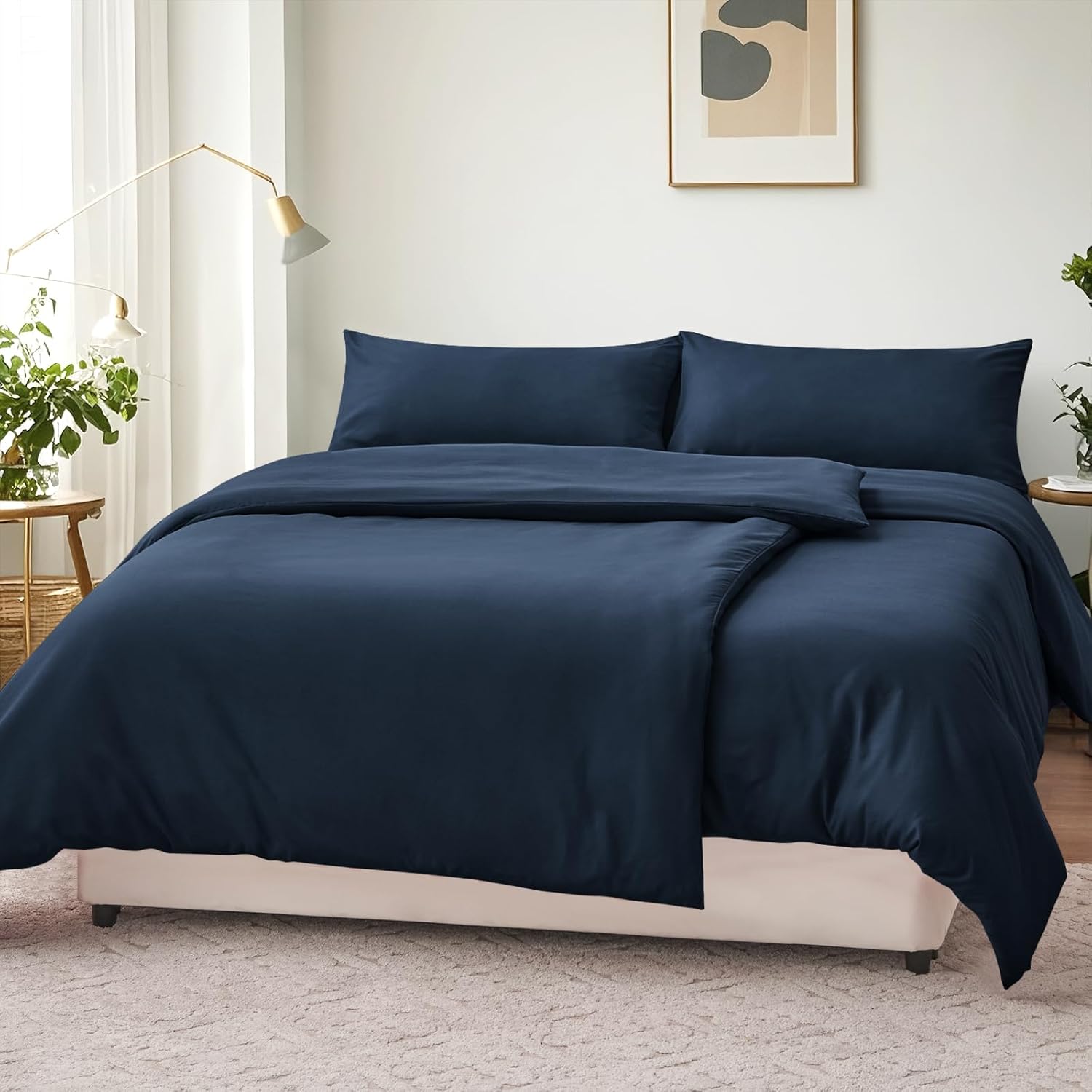 Thumbnail 1 de RUIKASI Bettwäsche 135x200 4-teilig Blau (Marine) aus Mikrofaser mit Reißverschluss