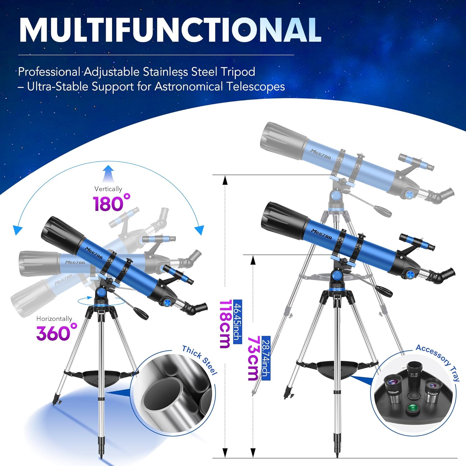 Thumbnail 5 de MEEZAA 90mm Refractor Telescope for Beginners