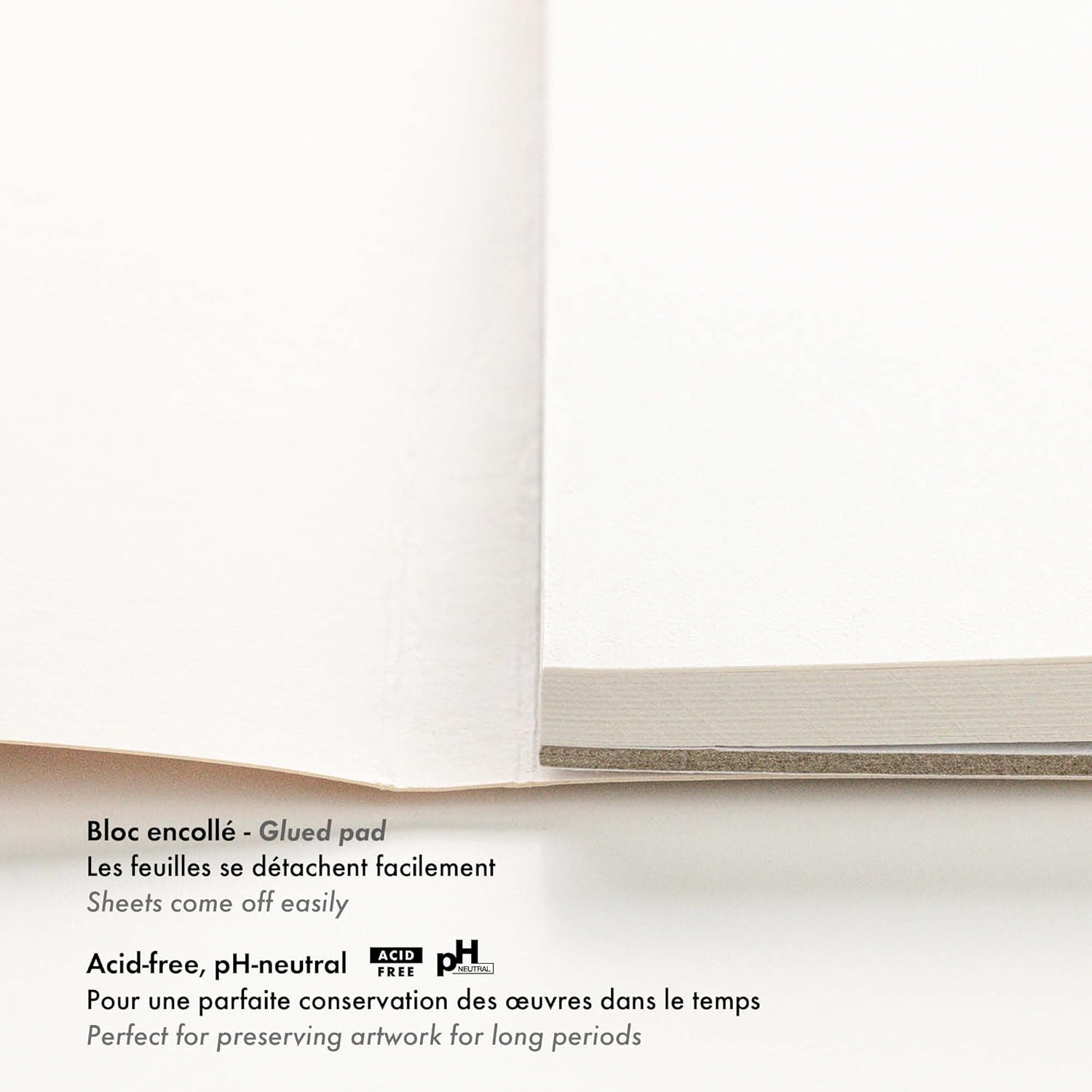 Thumbnail 1 de Clairefontaine Bloc Collé Pastelmat n°3 – 12 feuilles 24x30 cm, 360 g, blanc, intercalaires cristal