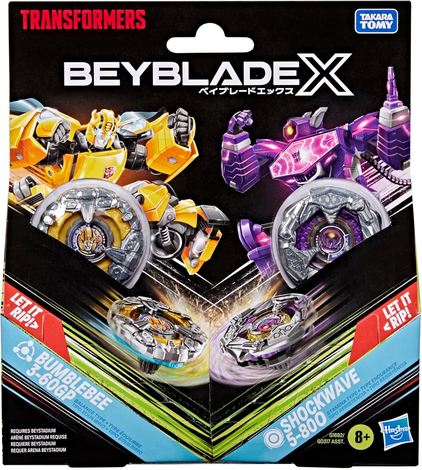 Thumbnail 2 de Hasbro Beyblade X & Transformers Collab: Bumblebee 3-60GP vs. Shockwave 5-80O (2 Kreisel-Set)