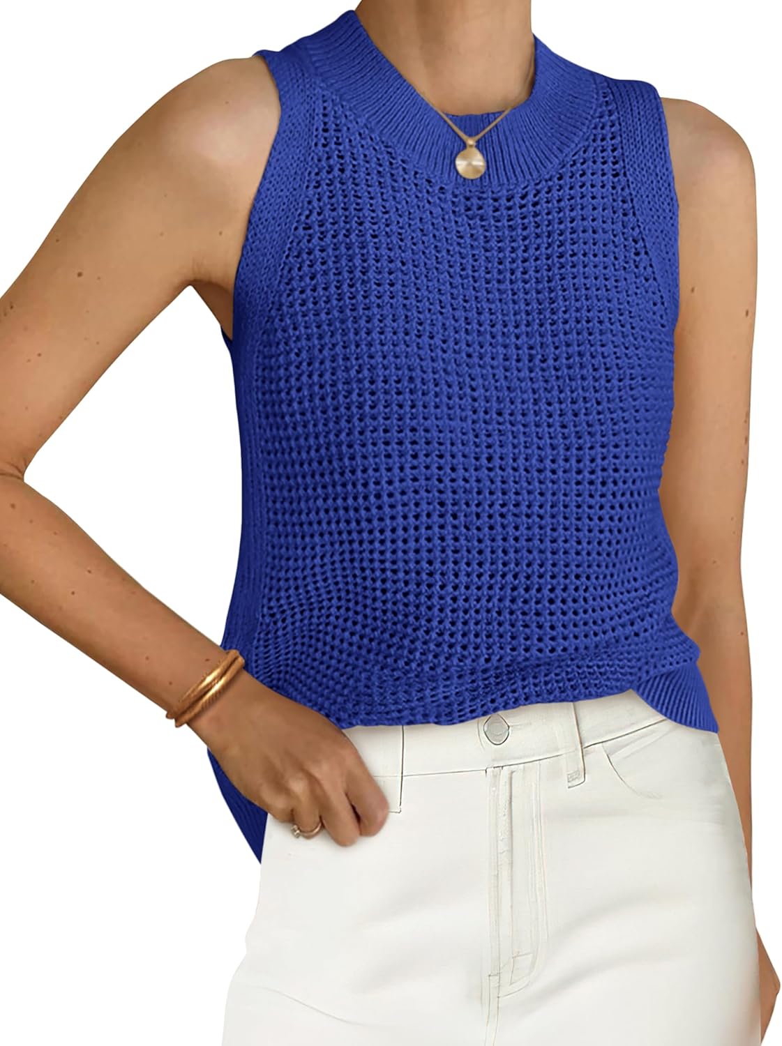 Thumbnail 6 de PRETTYGARDEN Summer Crochet Tank Tops for Women (2026) — Halter Neck Hollow-Out Knit Sleeveless Vest Top