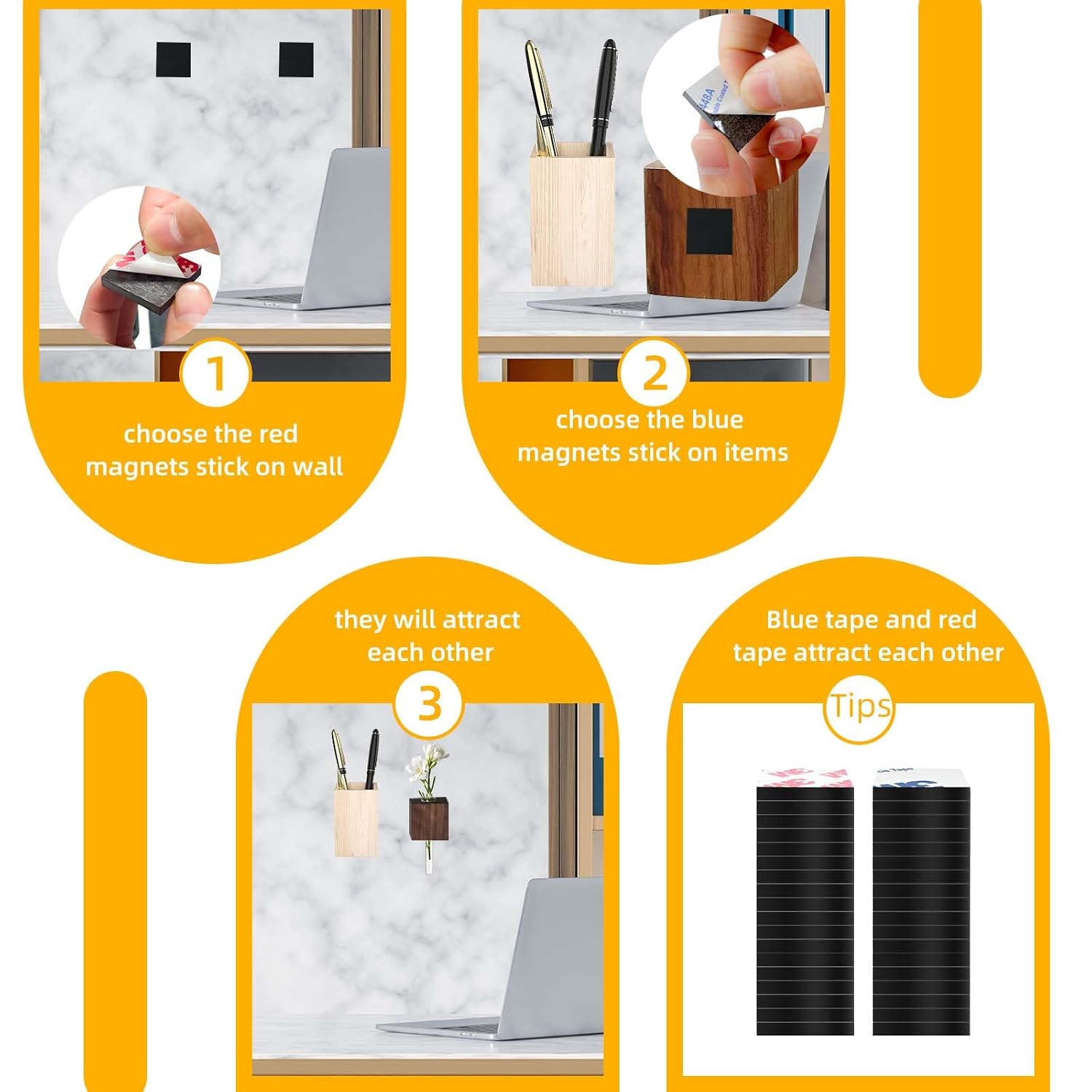 Thumbnail 5 de CHUNNIAO 1'' 160Mil 36PCS Paired Adhesive Magnets, 1-Inch Squares