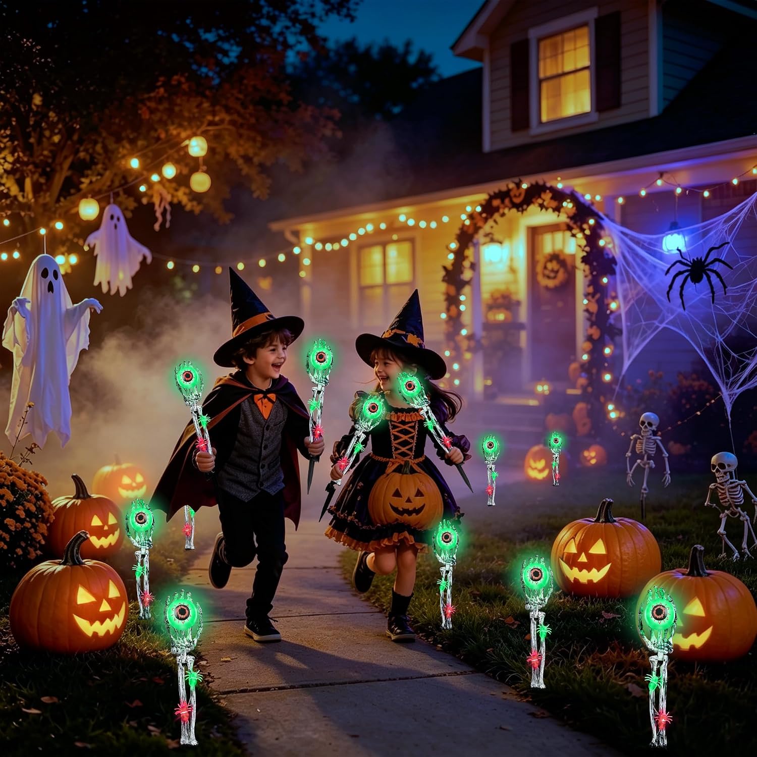 Detalle de Halloween Skeleton Hand Stake Lights, 2-Pack