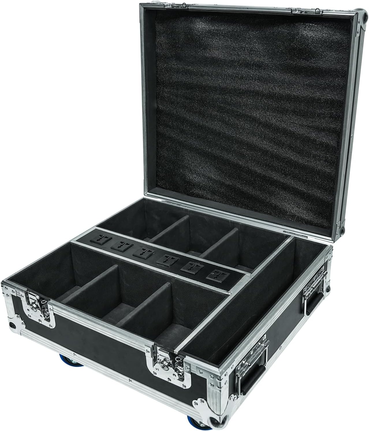 Detalle de PUZILOZA Flightcase: Valigetta portatile per 6 pezzi con batterie incorporate da 108 W APP Par LED (senza luce)