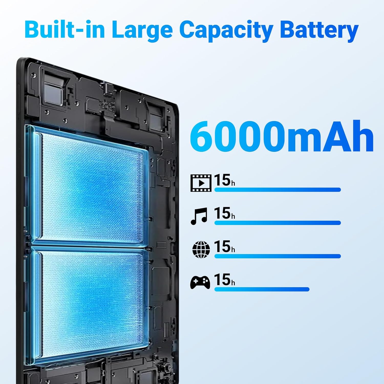 Thumbnail 5 de MUISOO Android 16 Tablet with Gemini AI, 10.1", 34GB RAM + 128GB ROM, expandable to 1TB