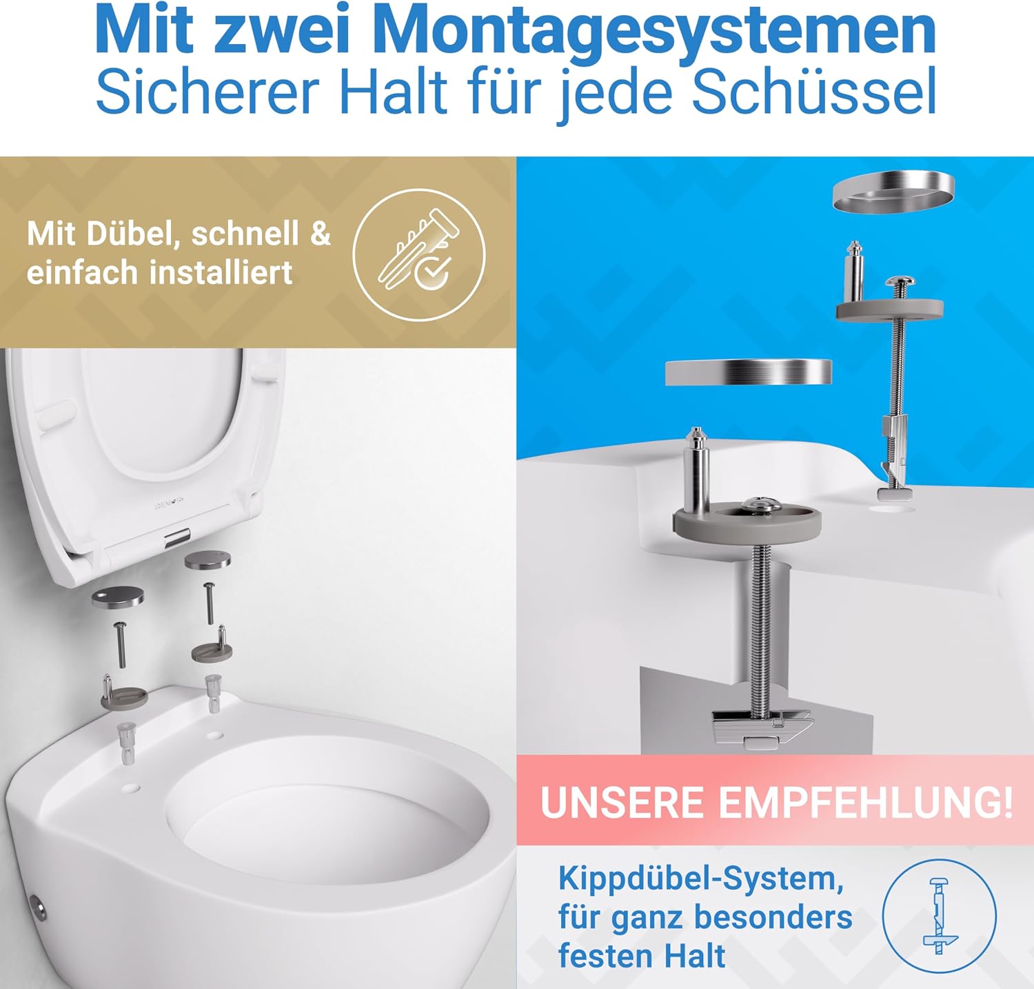 Detalle de LOBENSWERK Toilettendeckel mit Absenkautomatik: antibakteriell, UV-beständig, einfache Montage