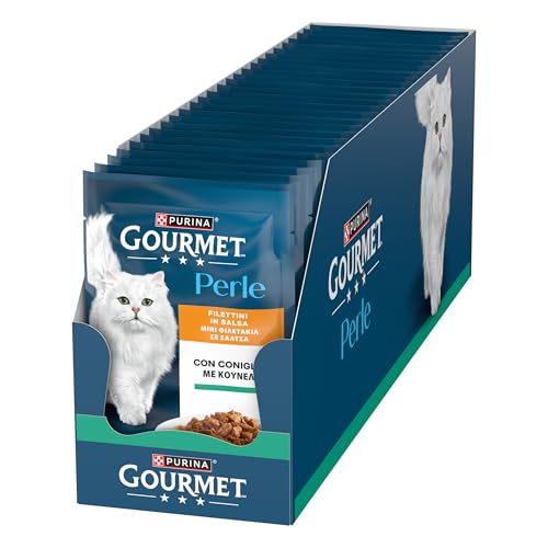 Detalle de GOURMET Perle Filettini in Salsa con Coniglio – 26 Buste da 85 g per Gatti Adulti