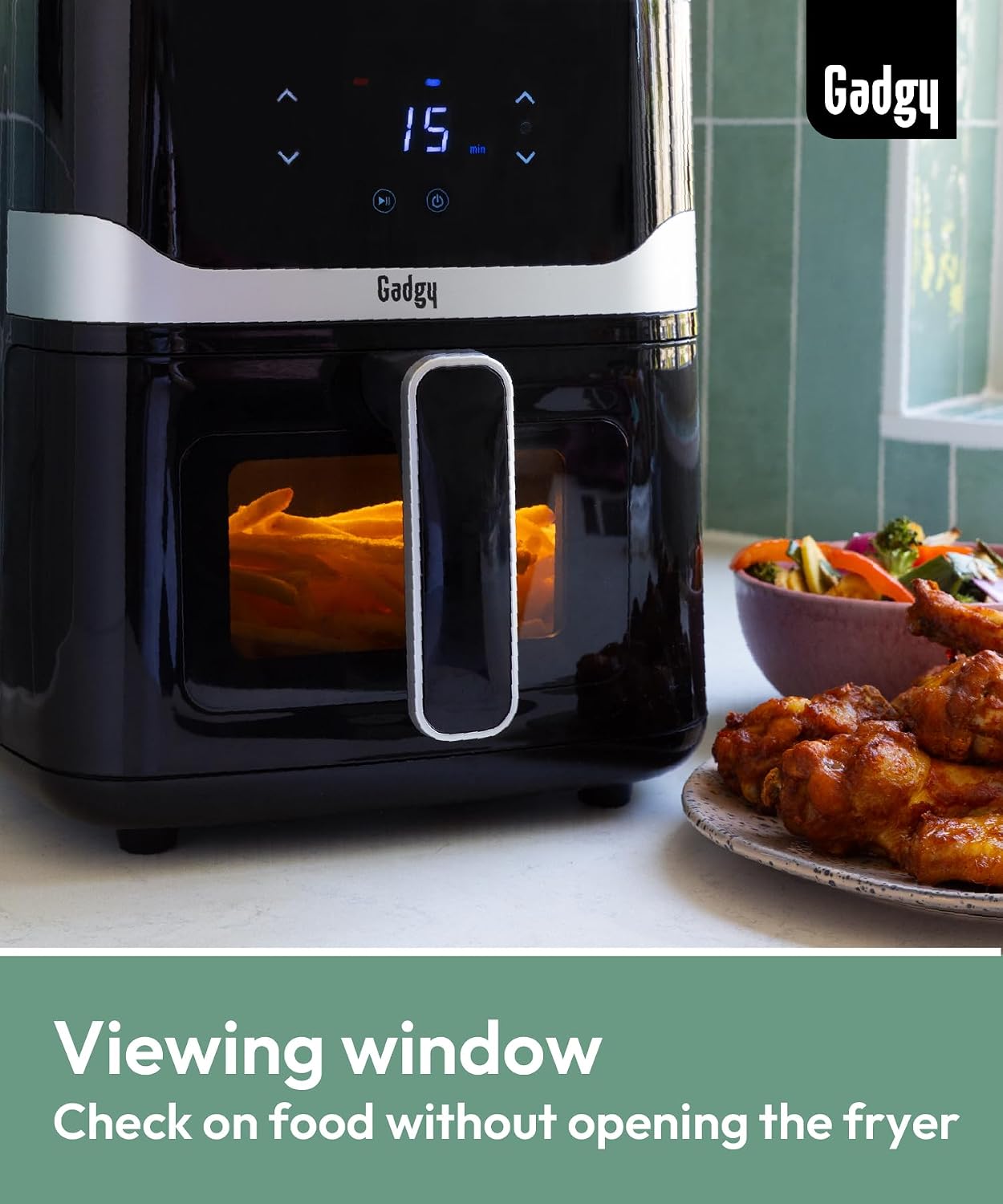 Detalle de Gadgy GAD-AFR-BLA-005-001-001 airfryer 5 l, 1 400 W med fönster