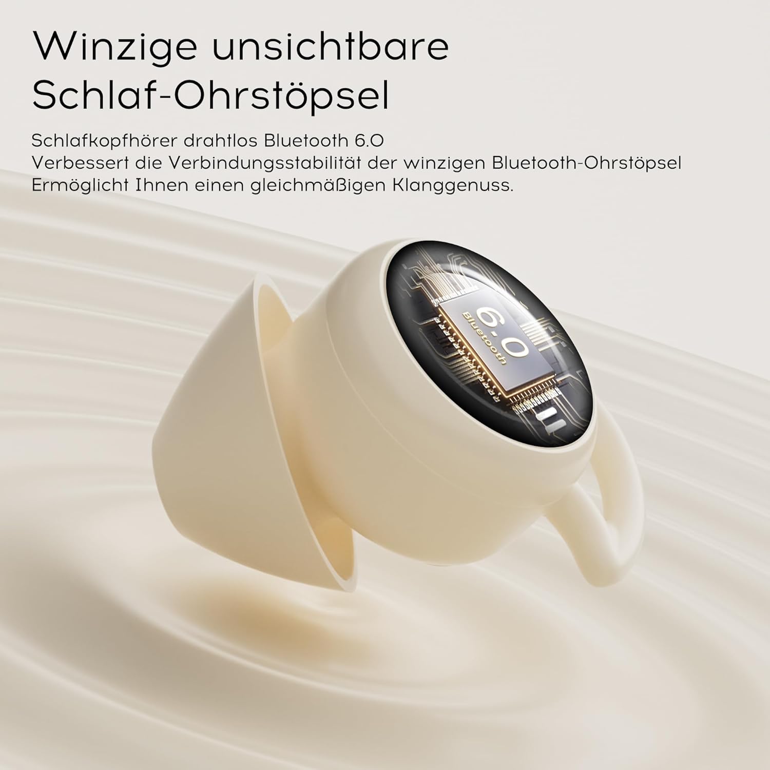 Detalle de sunvito Schlafkopfhörer Bluetooth 6.0 – Ultralange Akkuzeit, Weiche Silikon-Ohrstöpsel, IPX3, ideal zum Schlafen