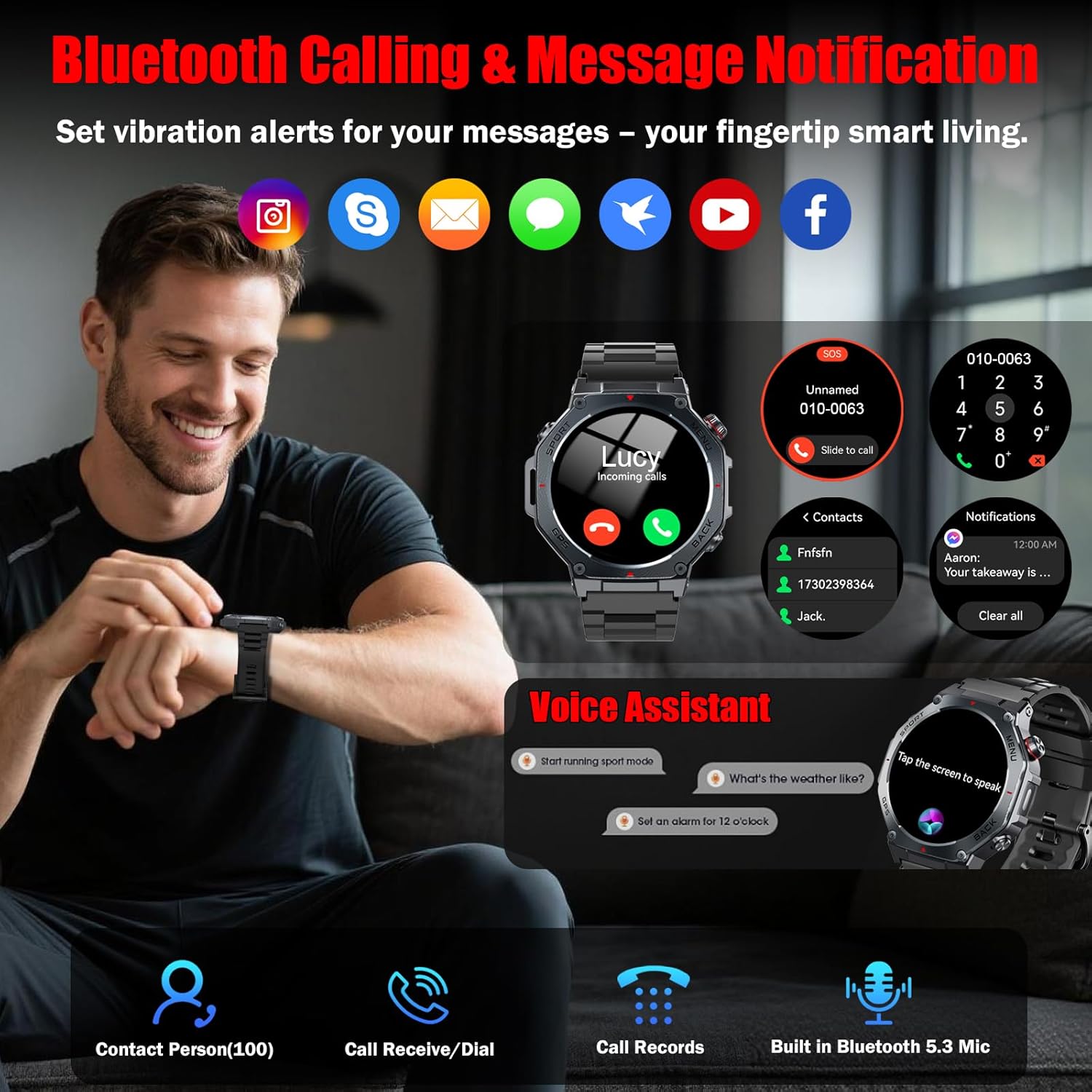 Thumbnail 2 de Smartwatch Uomo 1,43" HD con Bluetooth calling e GPS multi-sistema, 160+ modalità sport