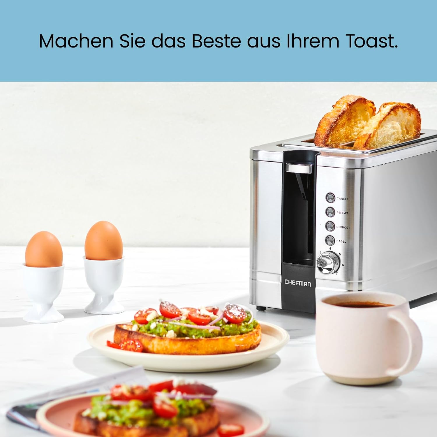 Detalle 2 de Chefman RJ31-SS-V2-EU – toster na 2 kromki, 7 ustawień i szerokie szczeliny