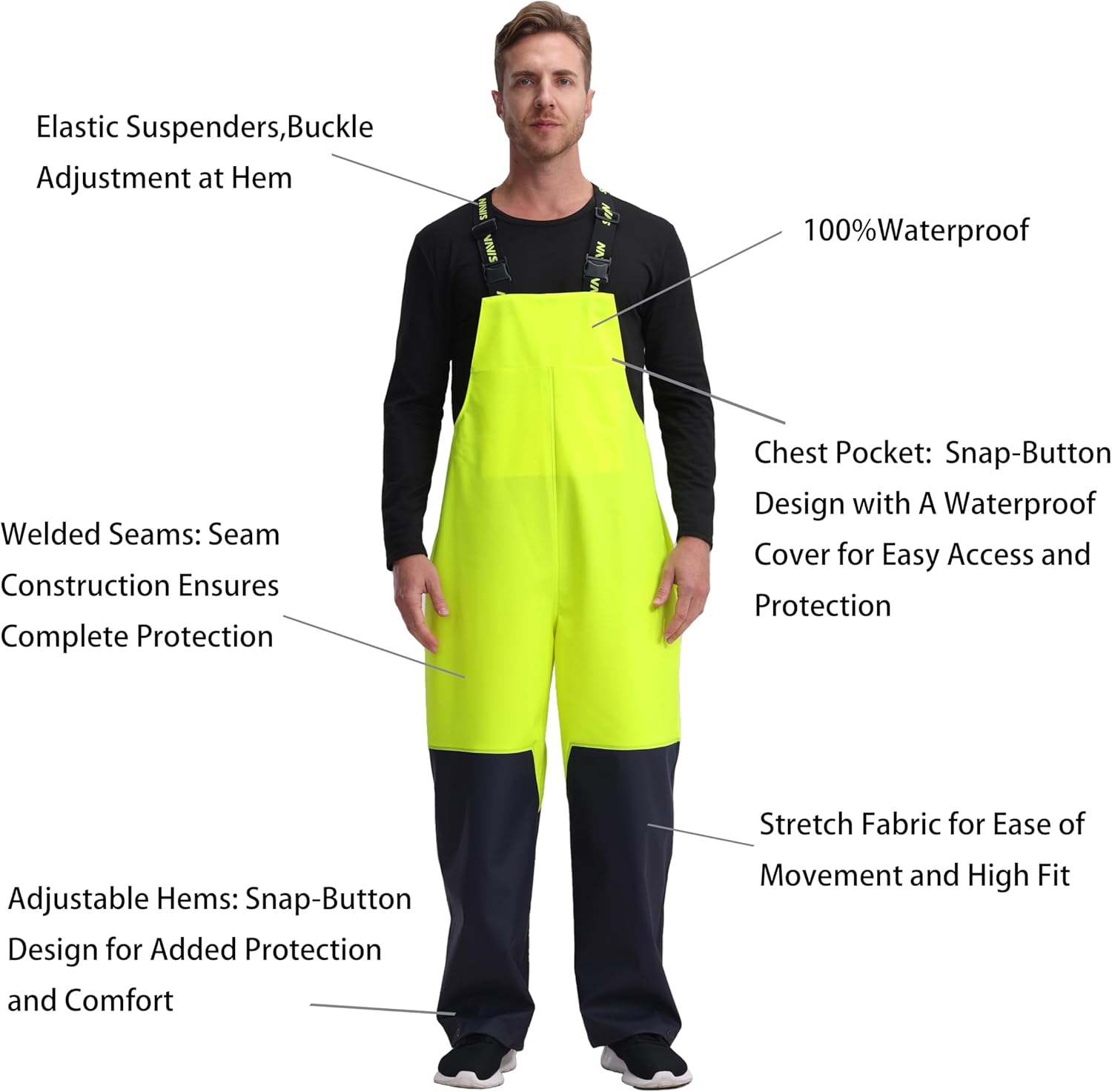 Thumbnail 4 de Men’s PRO Workwear 3-Piece Waterproof Rain Jacket & Bib Pants Set – heavy-duty PU two-tone rain suit